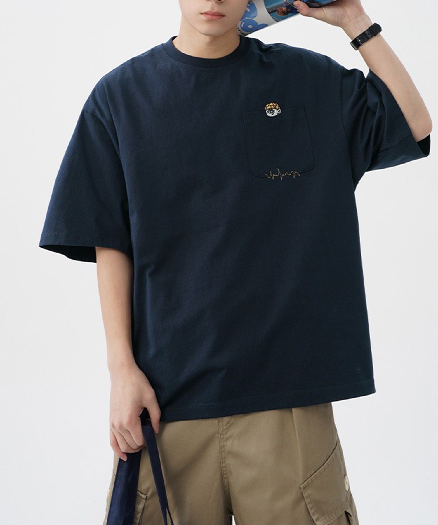 セットアップセブン SETUP7 半袖刺繍Tシャツ KNF （ネイビー） ネイビー