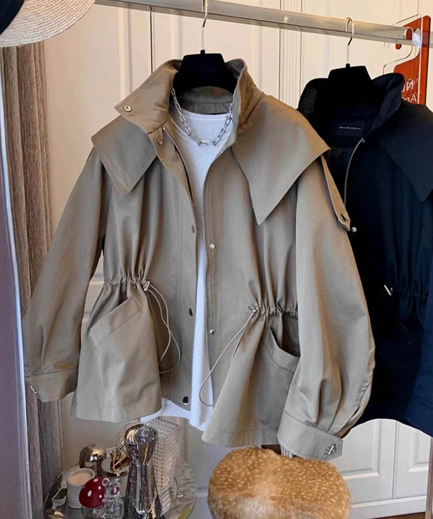 セットアップセブン SETUP7 クロップドギャザーフードジャケットKNF144 （ベージュ） ベージュ