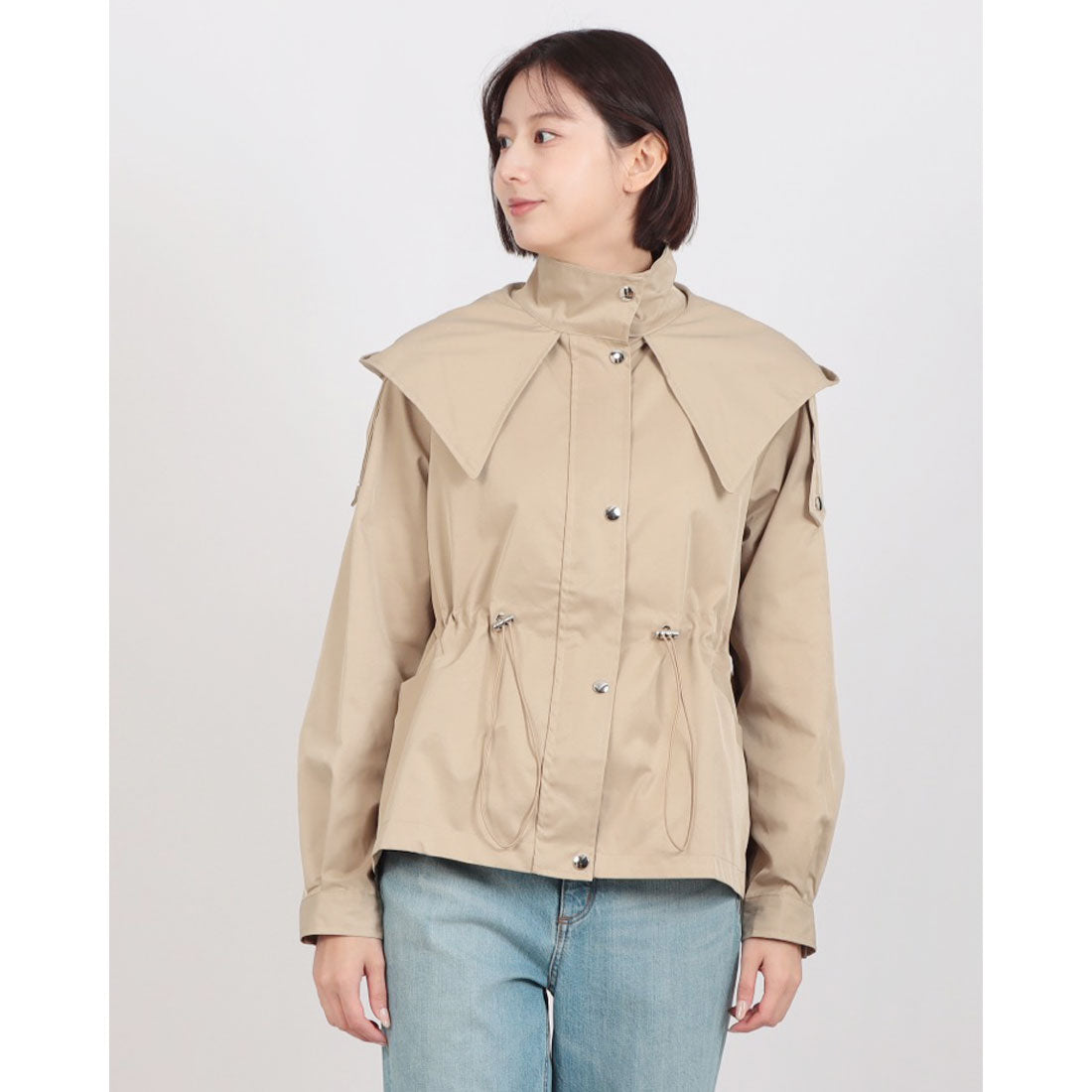 セットアップセブン SETUP7 クロップドギャザーフードジャケットKNF144 （ベージュ） ベージュ