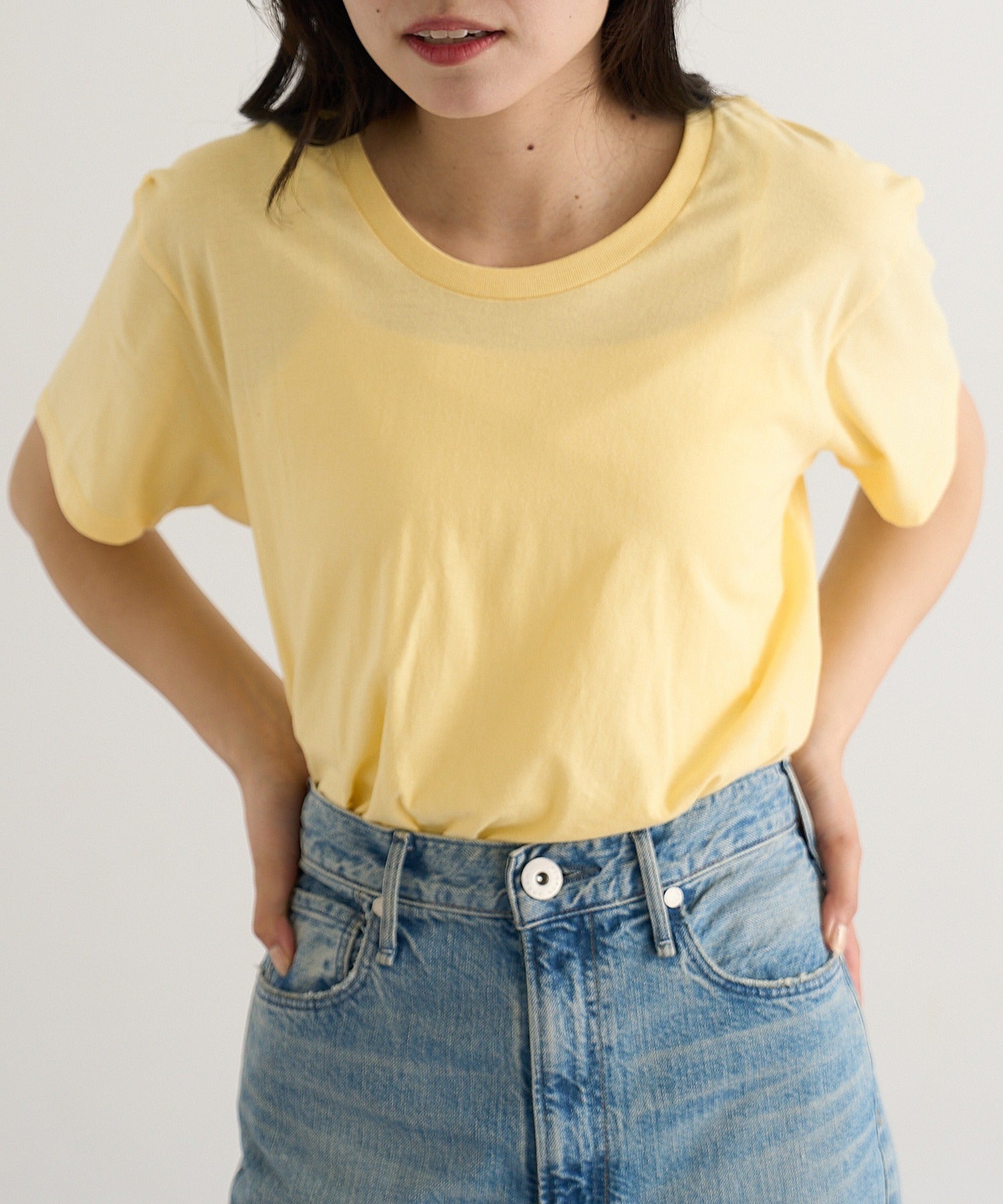 セットアップセブン SETUP7 スリムフィット UネックTシャツ SFU-114 （イエロー） イエロー