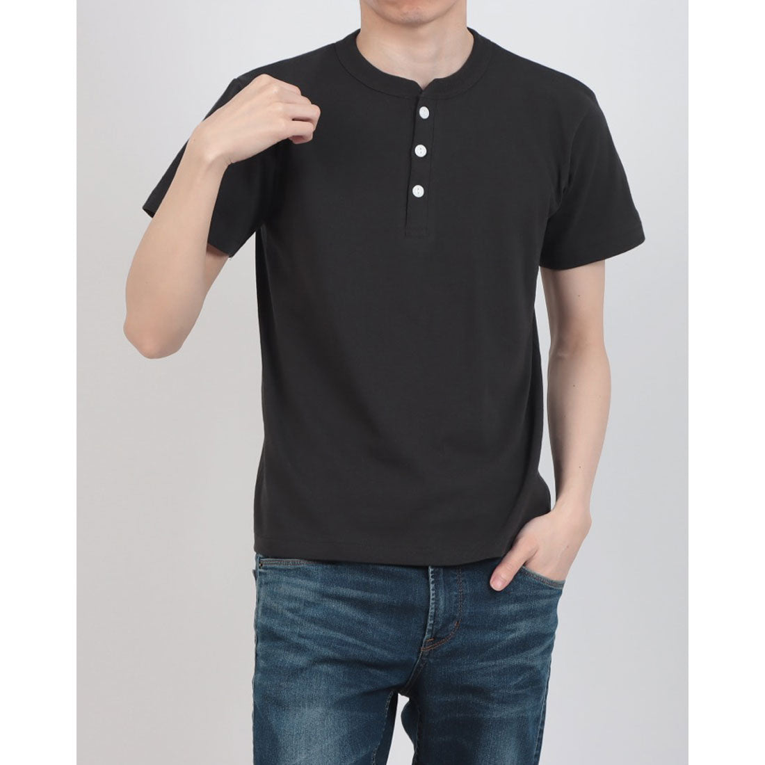 セットアップセブン SETUP7 Cross＆Stitch オープンエンド マックスウェイト ヘンリーネックTシャツ OE1120 （スミクロ） スミクロ