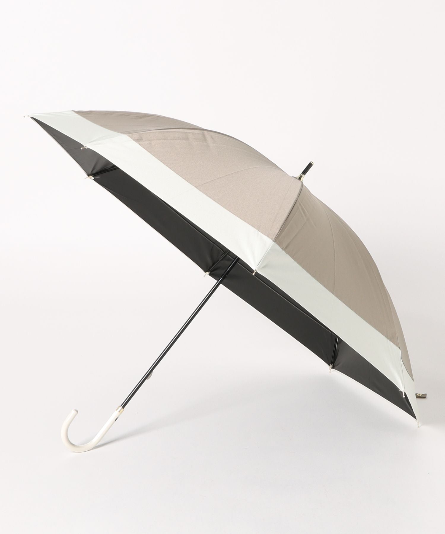 セットアップセブン SETUP7 晴雨兼用長折りたたみ傘50cm パステルボーダー 18690 MYJ （ブラウン） ブラウン