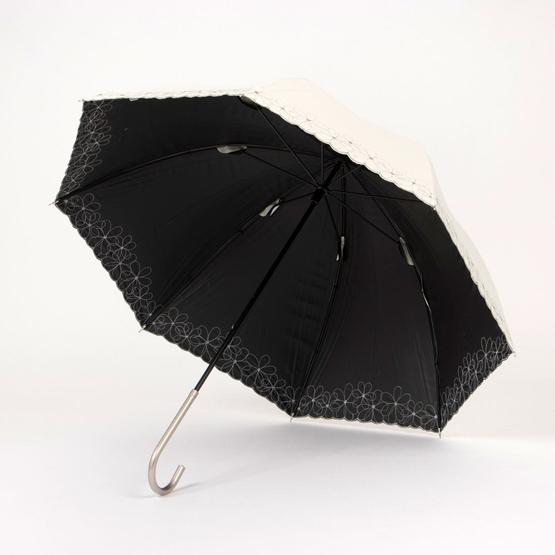 セットアップセブン SETUP7 PUワイヤーラメ刺繍バルーンショート UVカット 晴雨兼用傘 23449 CLIR （オフホワイト） オフホワイト