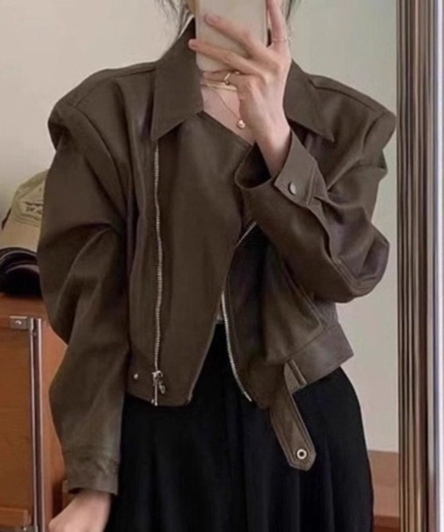 セットアップセブン SETUP7 クロップドバイカージャケット KNF （カーキ） カーキ