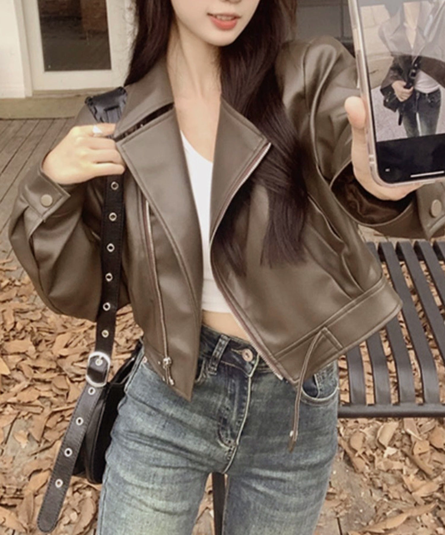 セットアップセブン SETUP7 クロップドバイカージャケット KNF （カーキ） カーキ