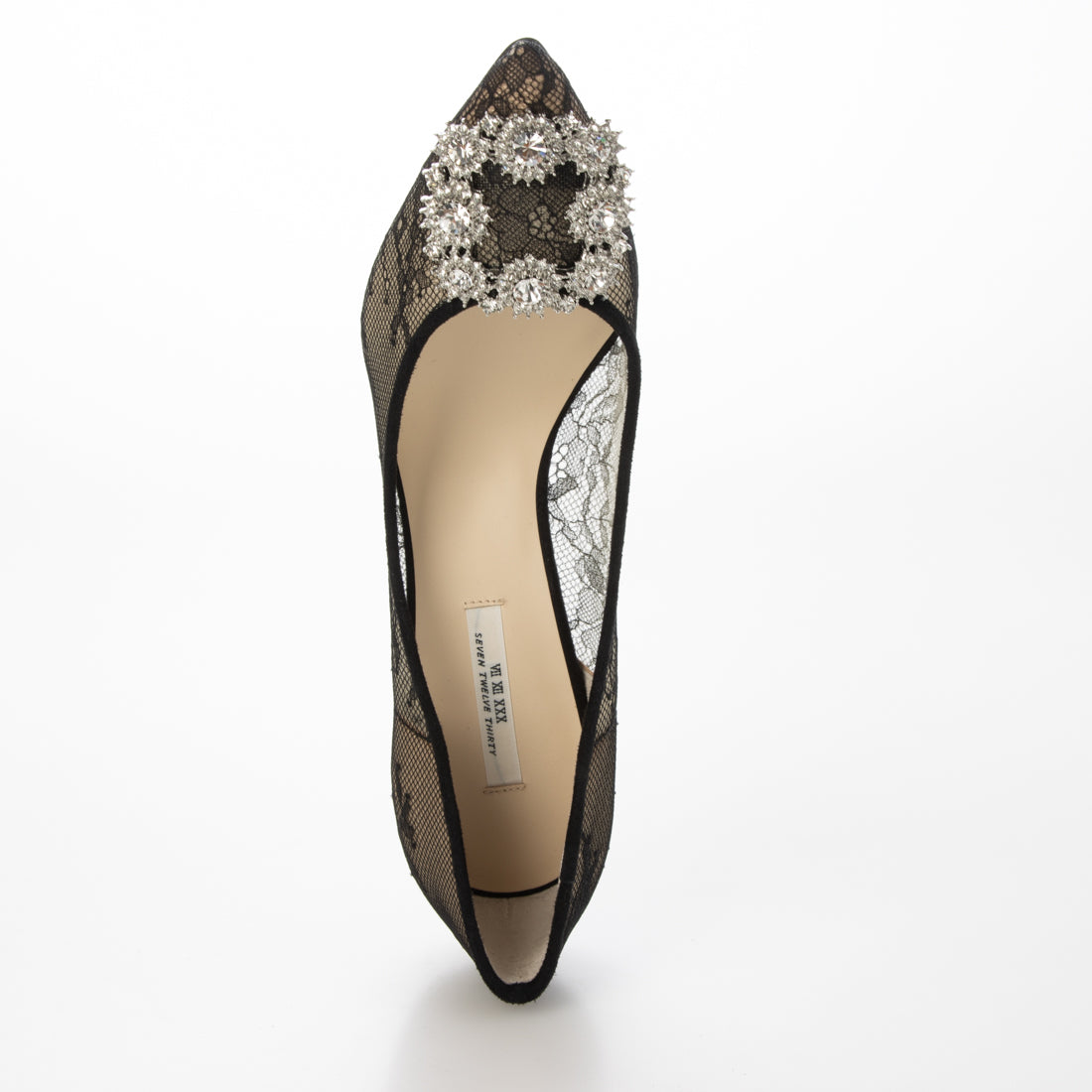 セヴン トゥエルヴ サーティ SEVEN TWELVE THIRTY スティレットヒールビジューバックルパンプス （ブラックレース） ブラックレース