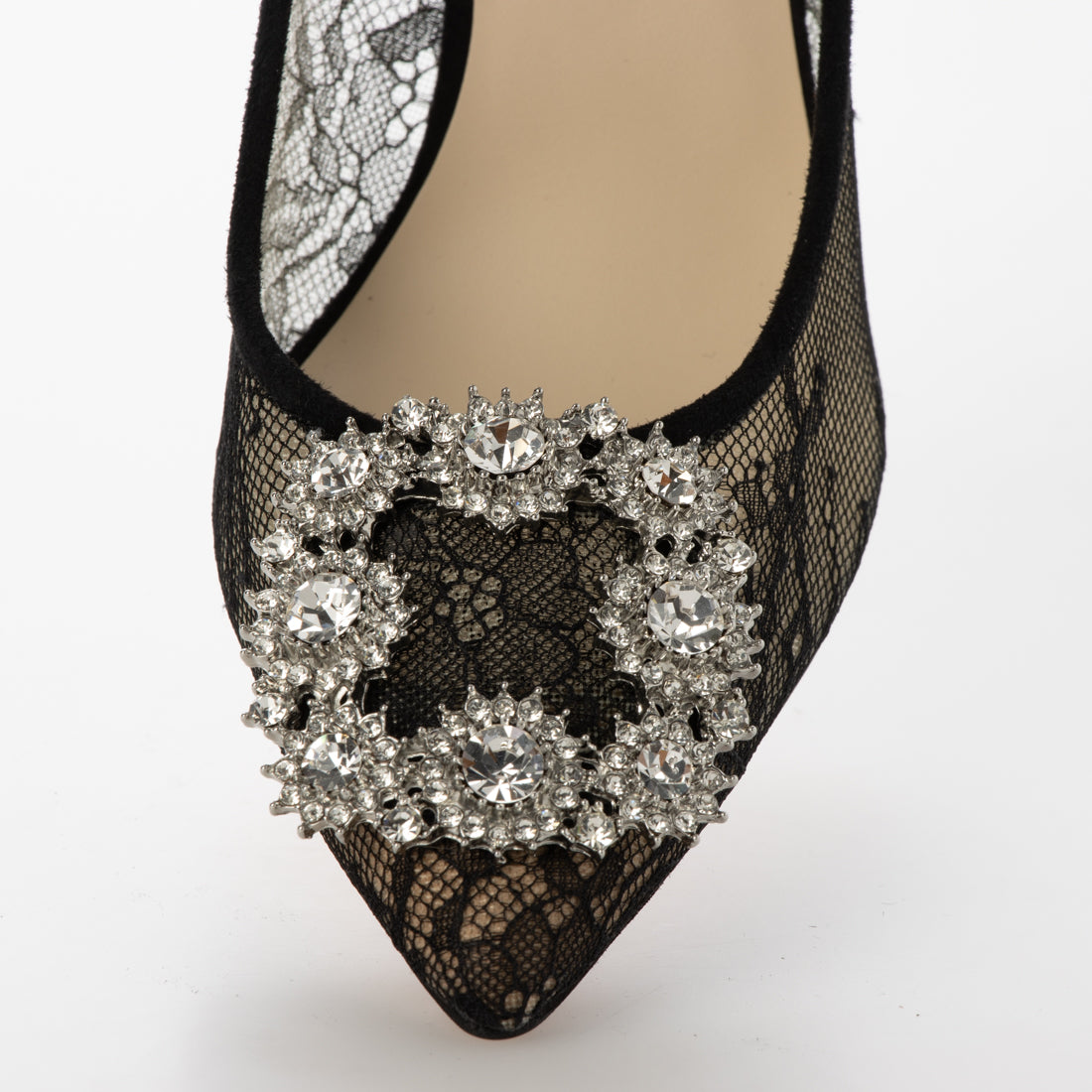 セヴン トゥエルヴ サーティ SEVEN TWELVE THIRTY スティレットヒールビジューバックルパンプス （ブラックレース） ブラックレース