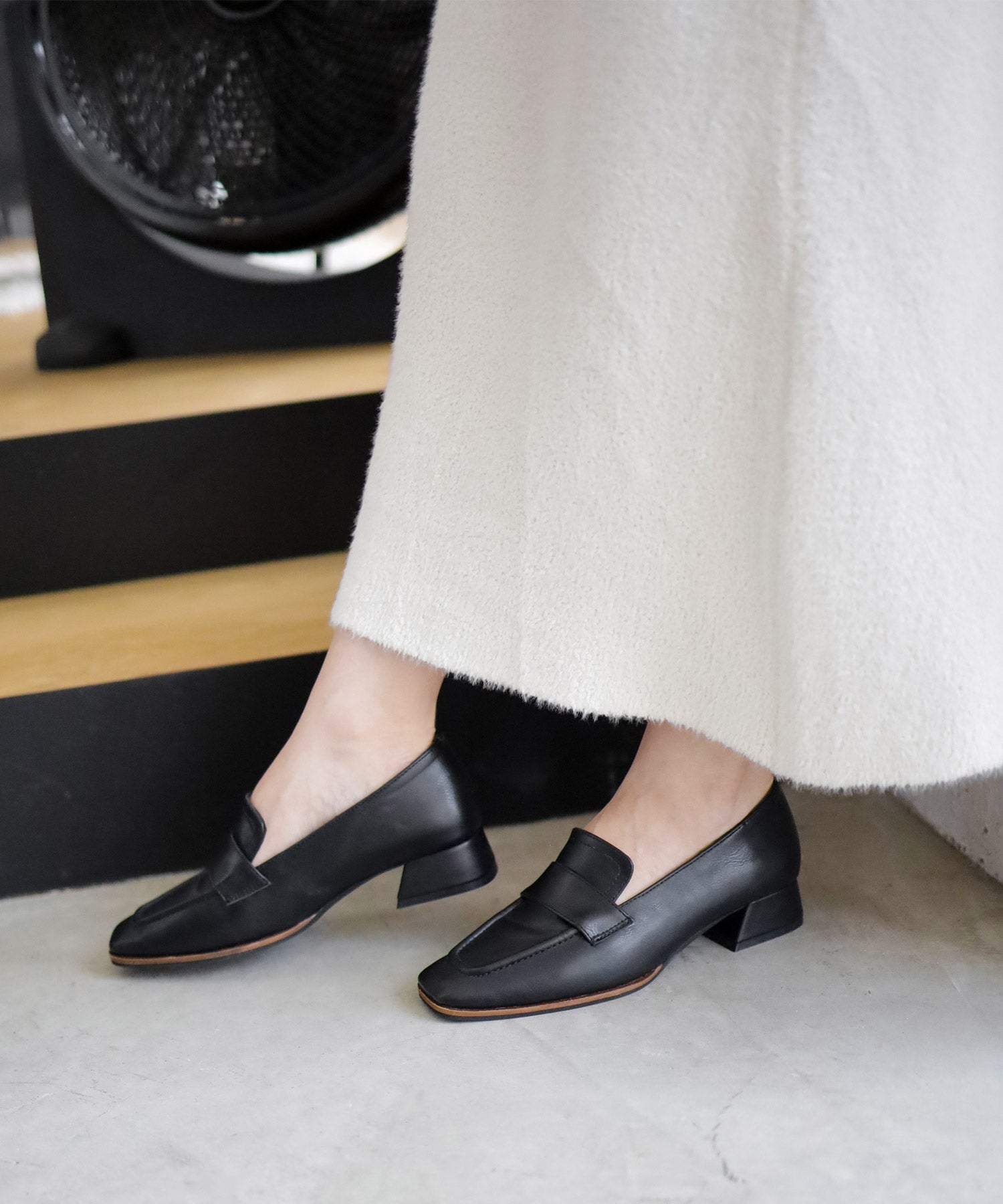 SESTO Slim Square Low Heel Loafer Pumps /r