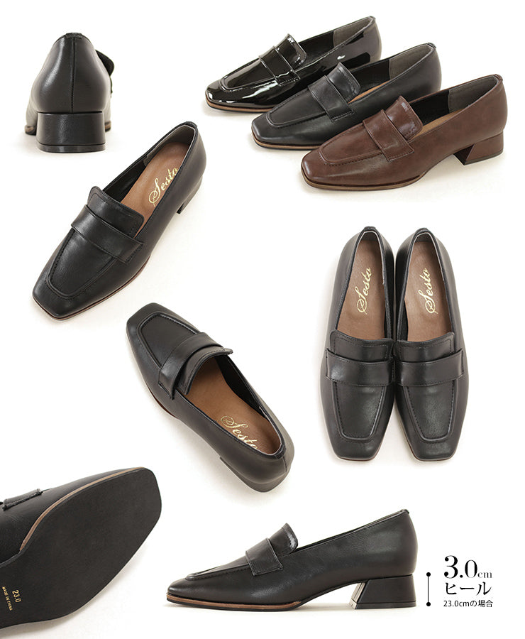 SESTO Slim Square Low Heel Loafer Pumps /r