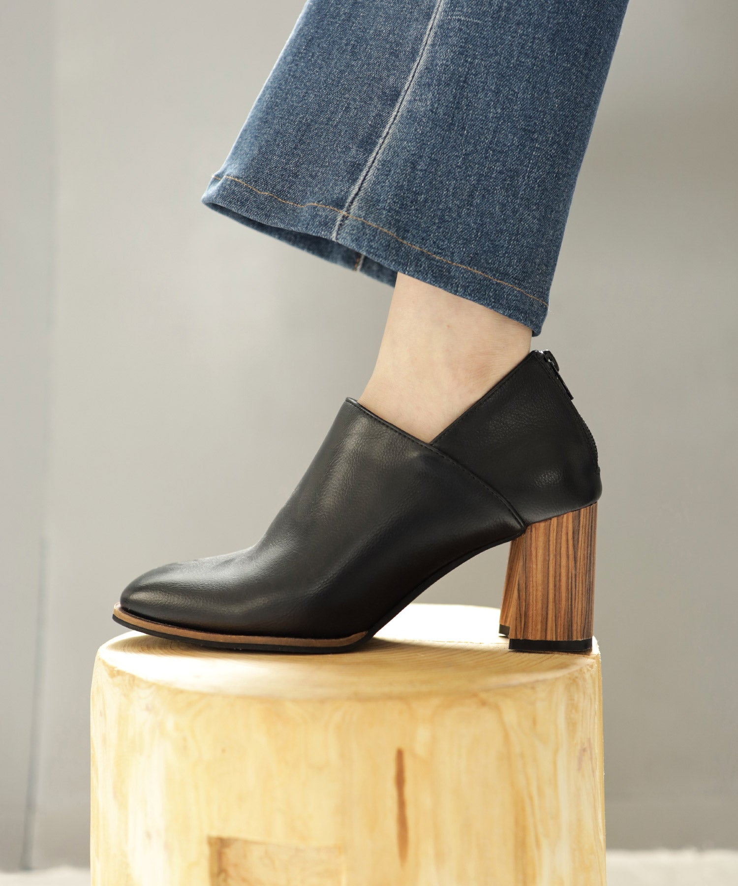 SESTO Wood Heel Booties