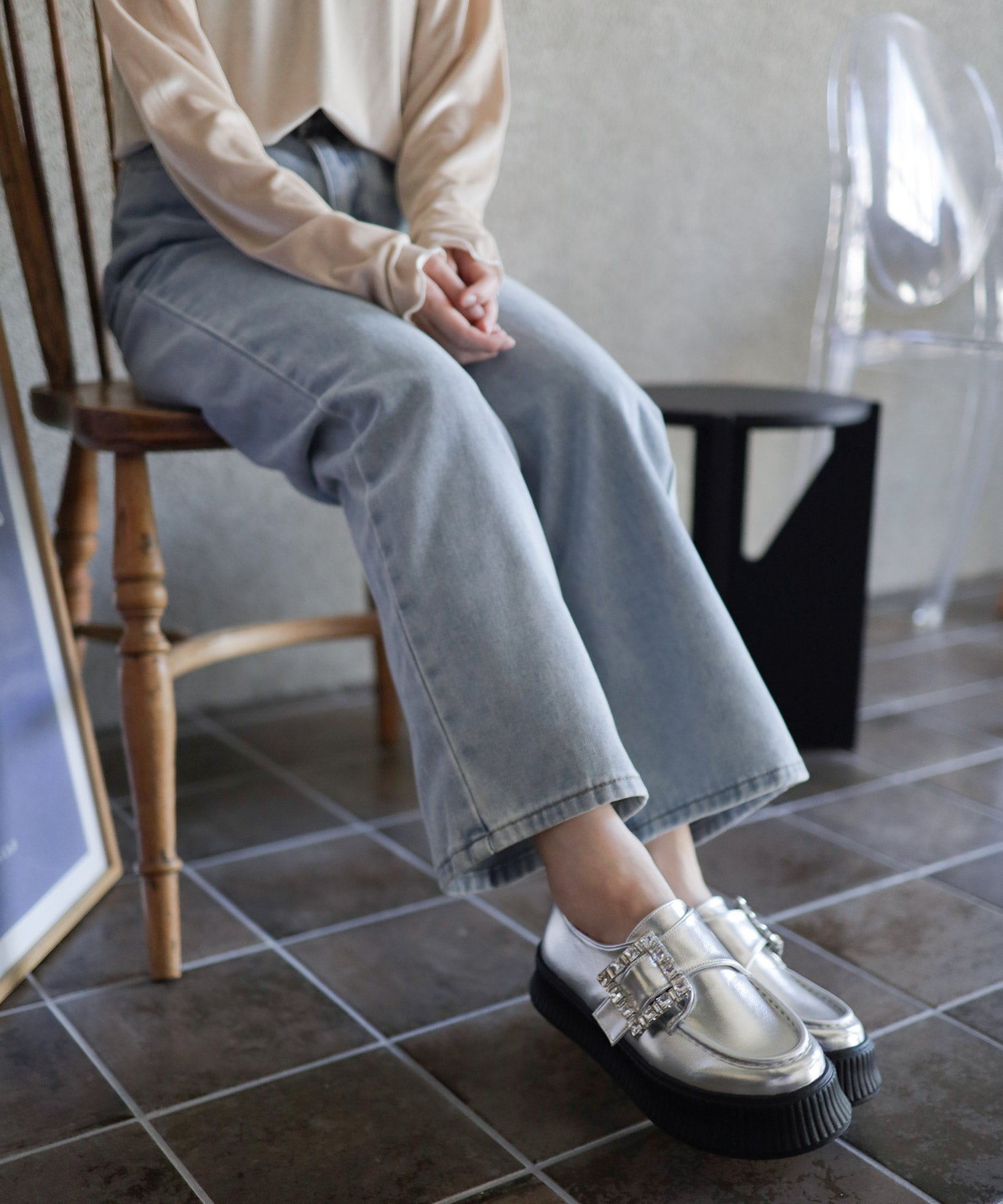SESTO Bijou Motif Platform Slip-On Loafer