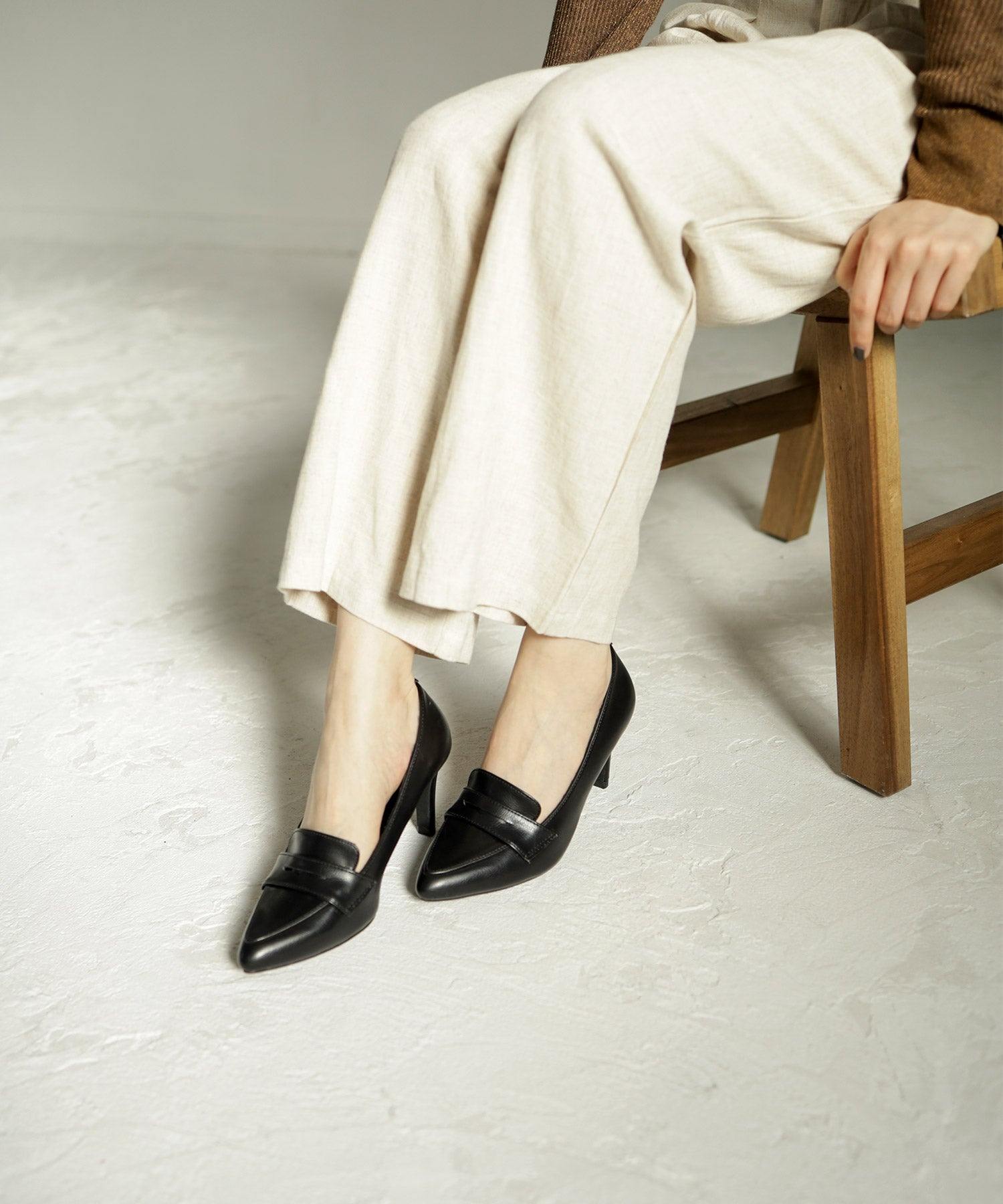 セスト SESTO ポインテッドトゥコインローファーパンプス