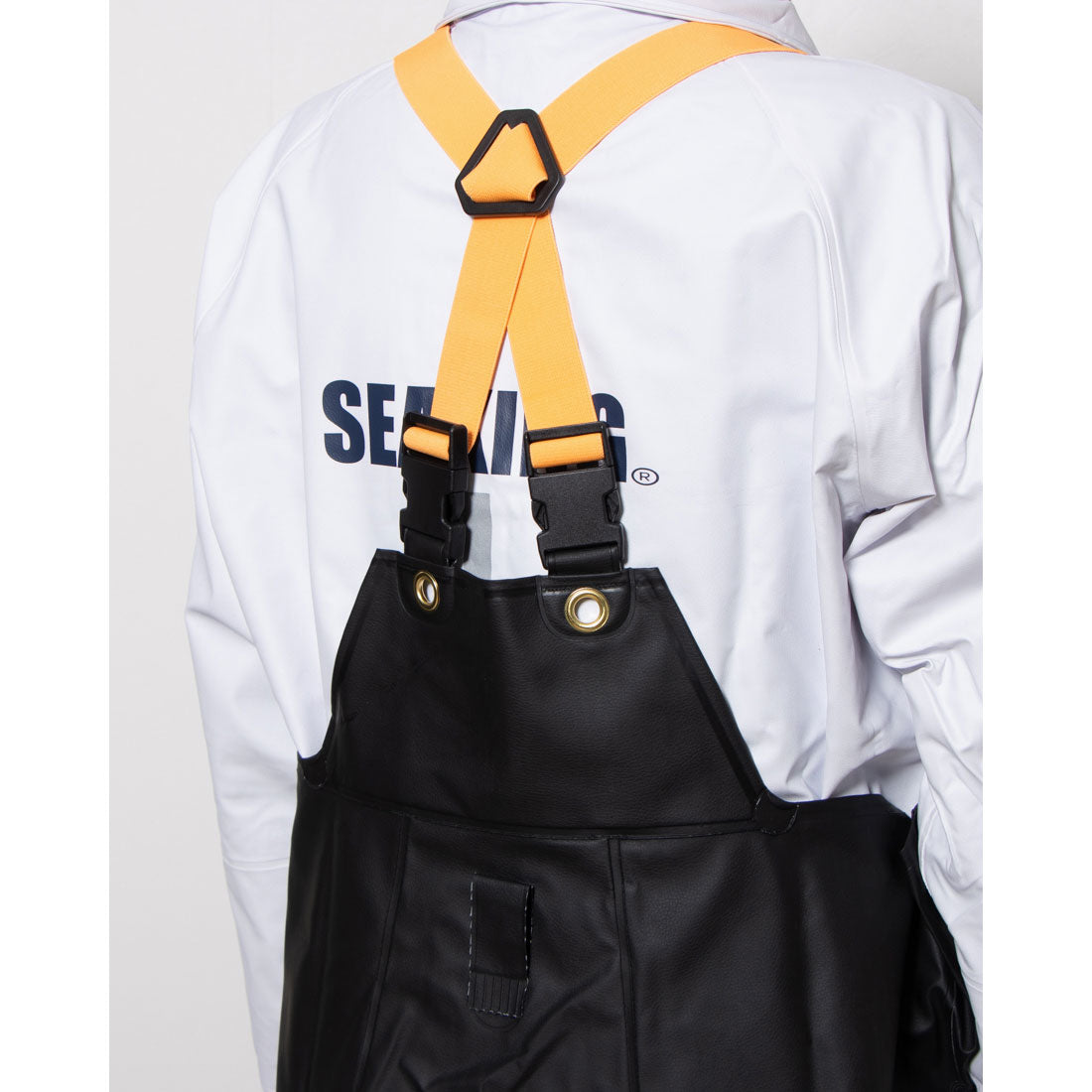 シーキング SEAKING SEAKING シーキング 胸付きズボン PVC合羽 サロペット ツナギ （ブラック×Fオレンジ） ブラック×Fオレンジ