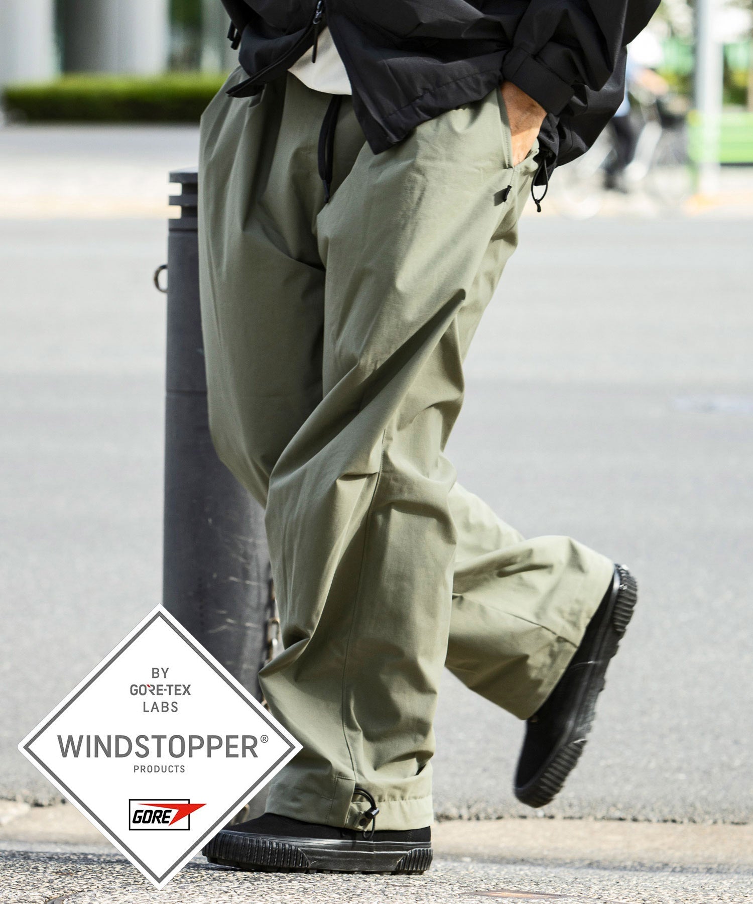 プラスフェニックス +phenix WEATHER PROOF OVER PANTS ウェザープルーフオーバーパンツ by GORE TEX LABS ゴアテックス（防風 / 耐水) （カーキ） カーキ