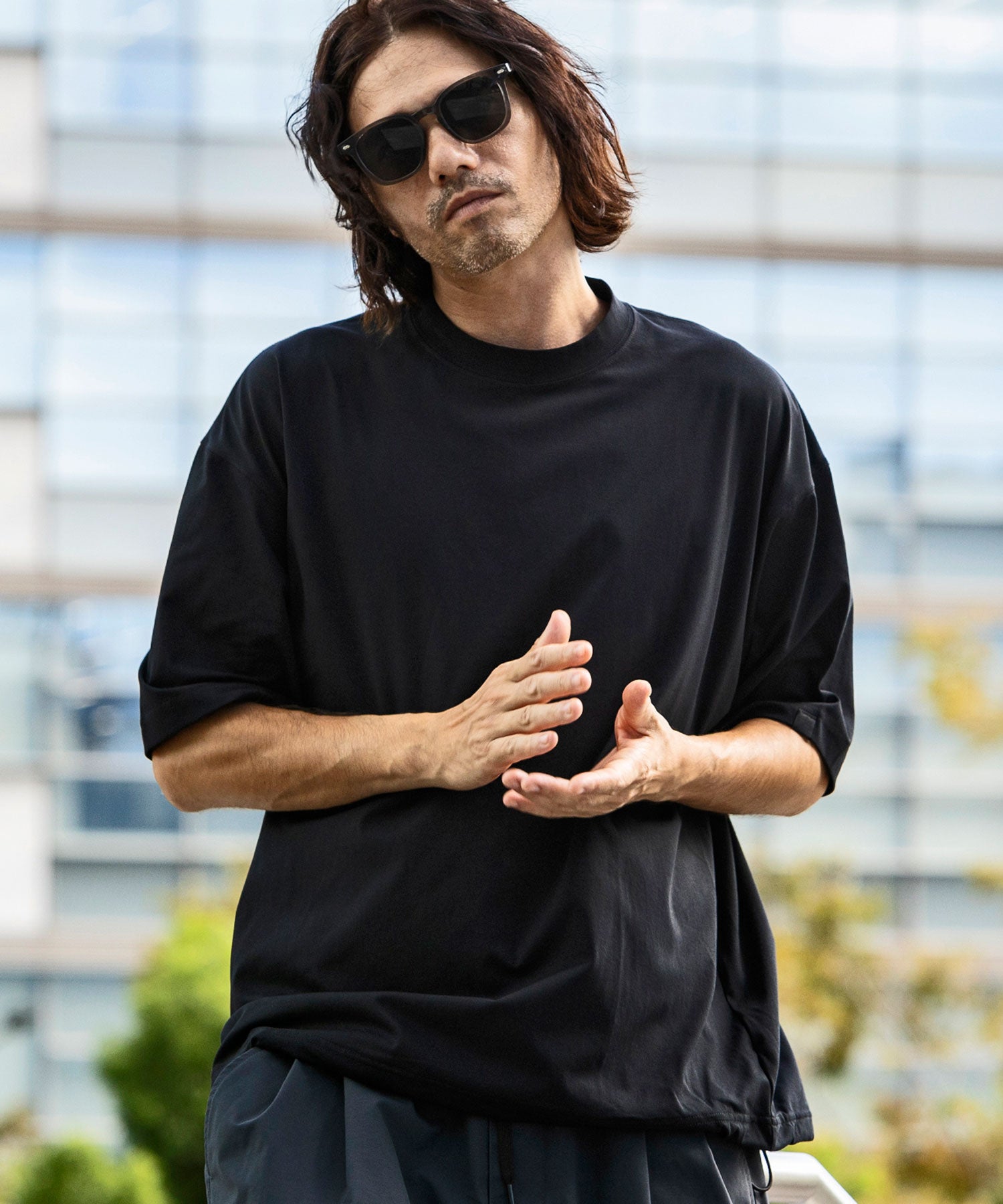 プラスフェニックス +phenix DRY DRAW CORD SHORT SLEEVE T-SHIRTS ドライドローコード ショートスリーブ 半袖Tシャツ(吸水速乾 / UPF50＋) （ブラック） ブラック