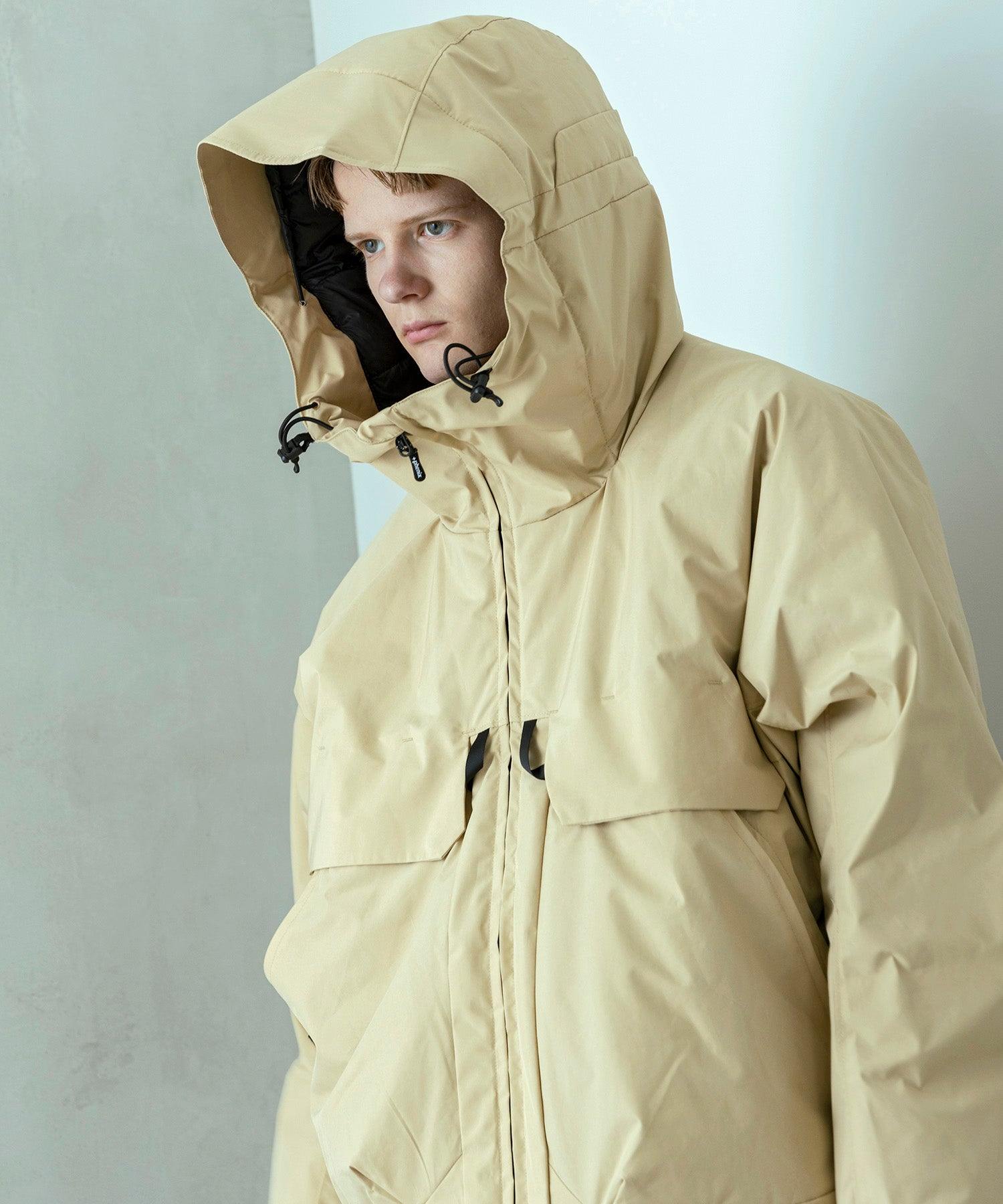 ベージュ フード付き ジャンパー Plus Phoenix +phenix Fisherman's Down Jacket by GORE-TEX LABS