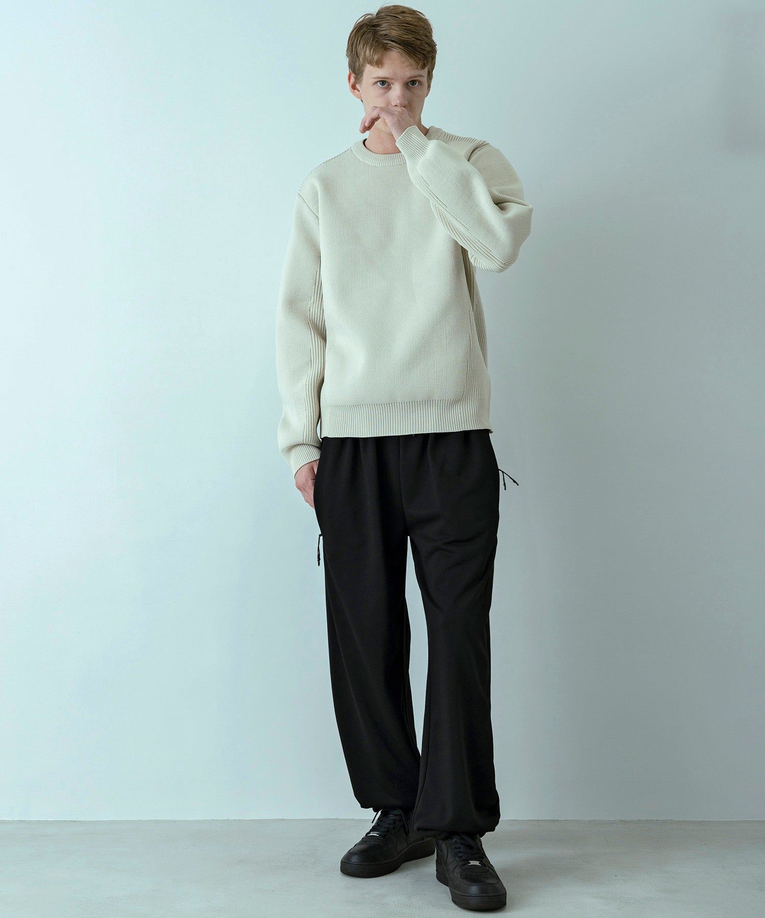 プラスフェニックス +phenix 【WEB・直営店限定】HYBRID KNIT LONGSLEEVE PULLOVER ハイブリッド ニット ロングスリーブ プルオーバー（軽量/通気性） （IVORY） IVORY