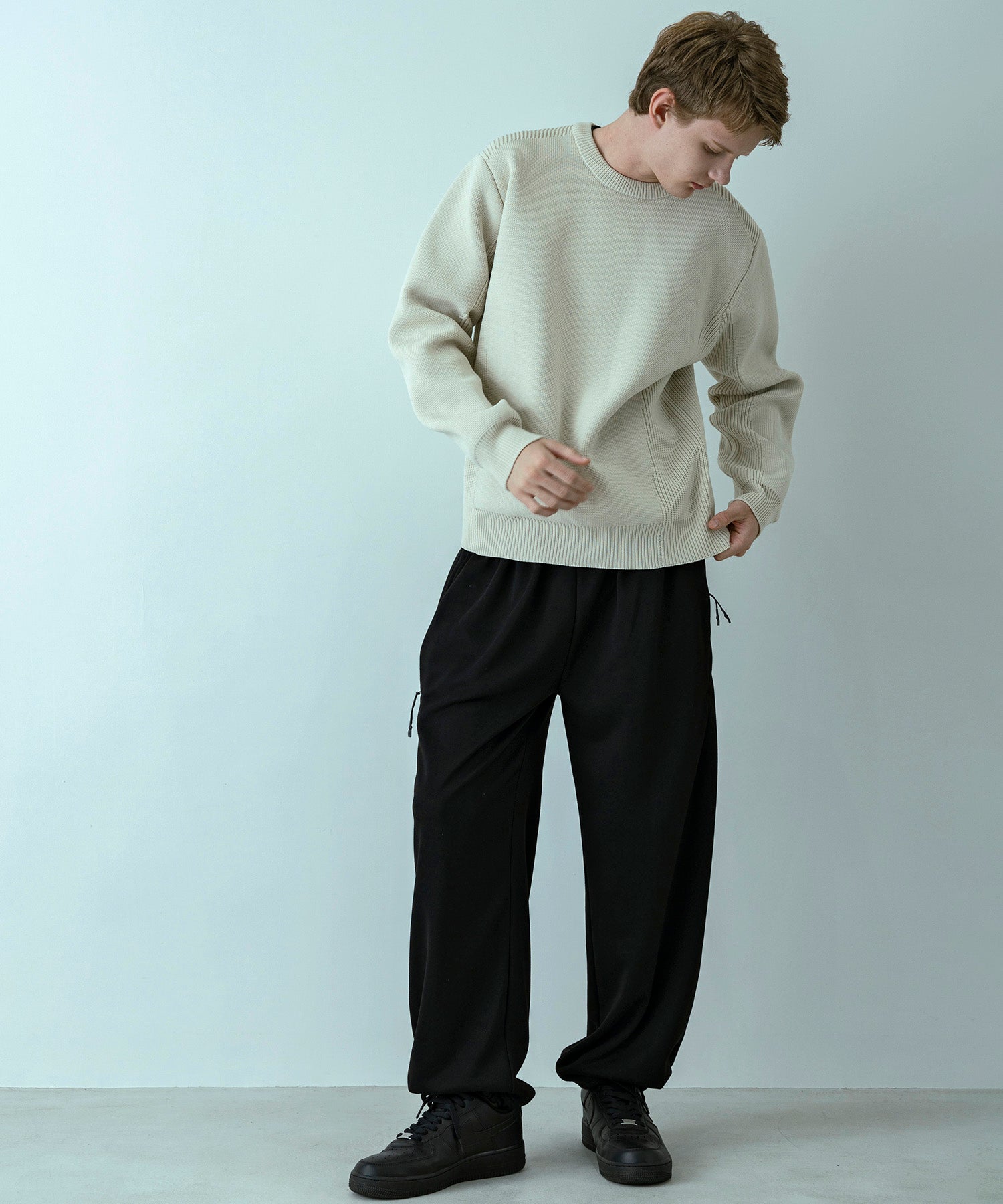 プラスフェニックス +phenix 【WEB・直営店限定】HYBRID KNIT LONGSLEEVE PULLOVER ハイブリッド ニット ロングスリーブ プルオーバー（軽量/通気性） （IVORY） IVORY