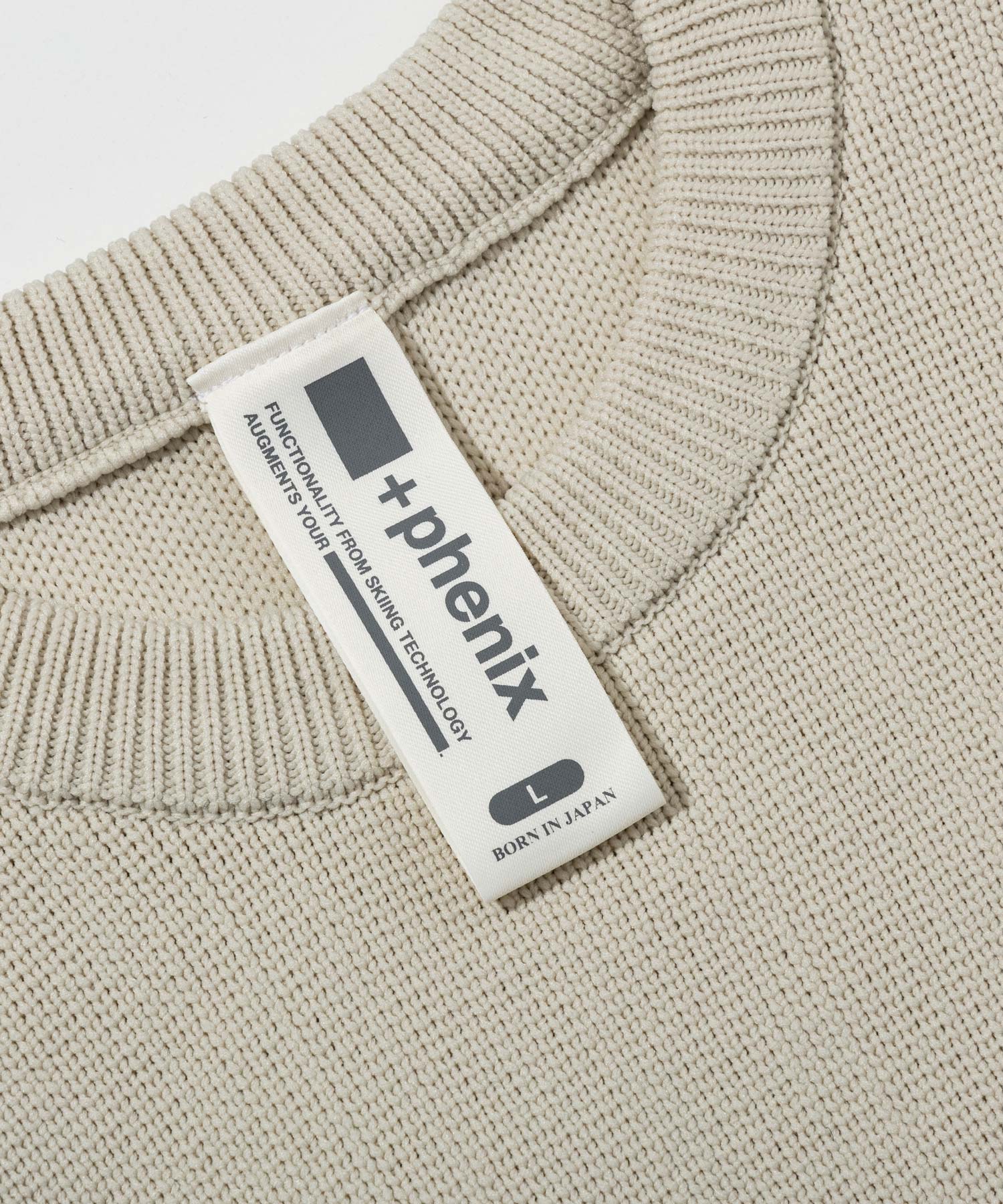プラスフェニックス +phenix 【WEB・直営店限定】HYBRID KNIT LONGSLEEVE PULLOVER ハイブリッド ニット ロングスリーブ プルオーバー（軽量/通気性） （IVORY） IVORY