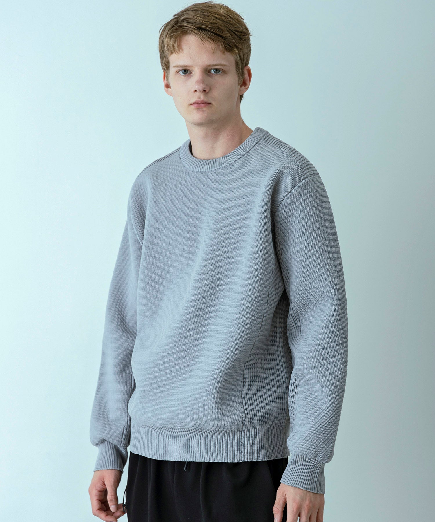 プラスフェニックス +phenix 【WEB・直営店限定】HYBRID KNIT LONGSLEEVE PULLOVER ハイブリッド ニット ロングスリーブ プルオーバー（軽量/通気性） （GRAY） GRAY