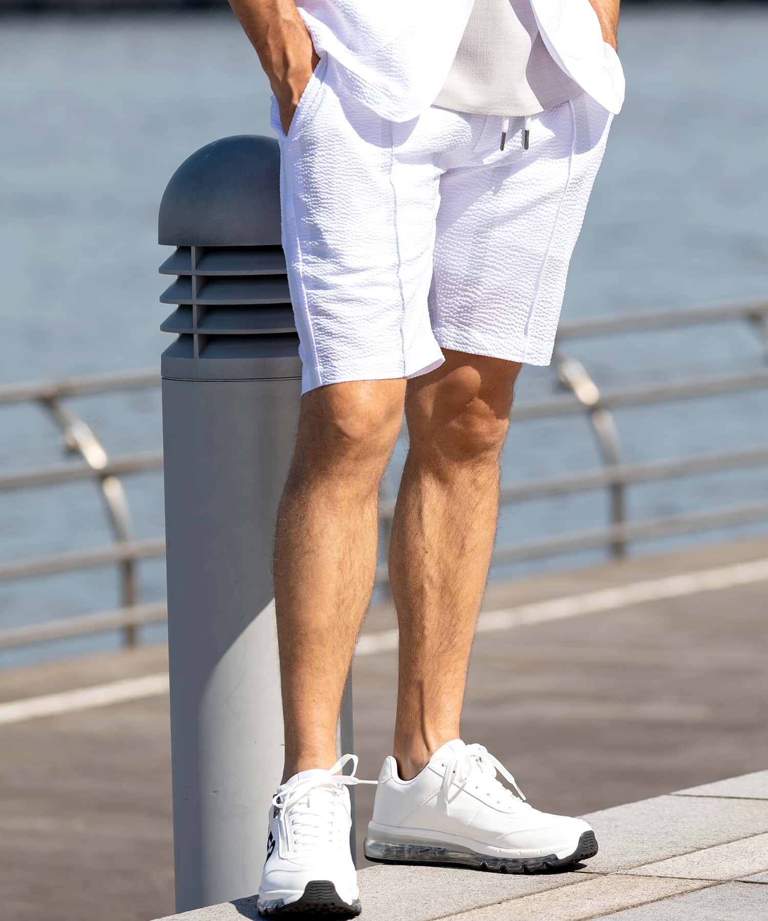 Uno Piu Uno Uguale Tre Relax 1PIU1UGUALE3 RELAX Seersucker Stripe Half Slacks