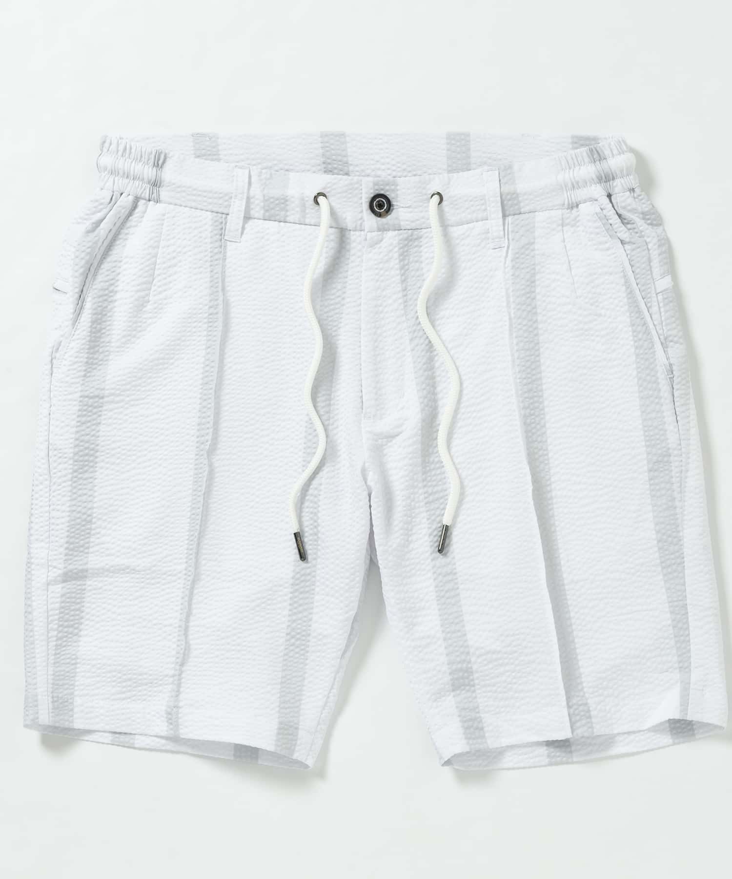 Uno Piu Uno Uguale Tre Relax 1PIU1UGUALE3 RELAX Seersucker Stripe Half Slacks
