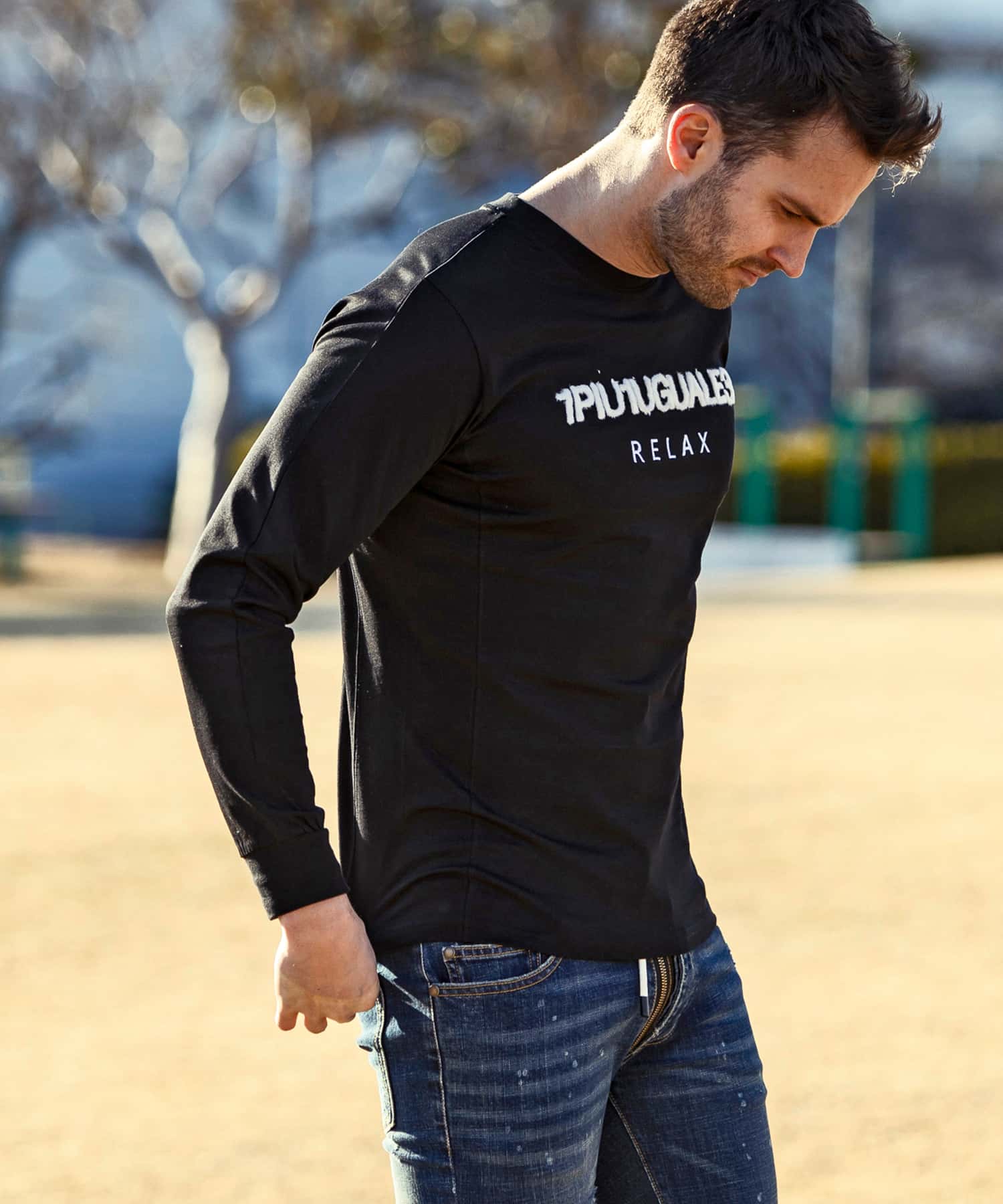 ウノ ピゥ ウノ ウグァーレ トレ リラックス 1PIU1UGUALE3 RELAX 1PIU1UGUALE3 RELAXボアロゴ刺繍ロングTシャツ