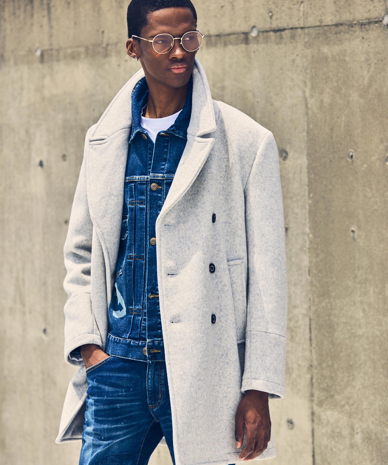 Uno Piu Uno Uguale Tre Relax Double-Breasted Wool Middle Coat