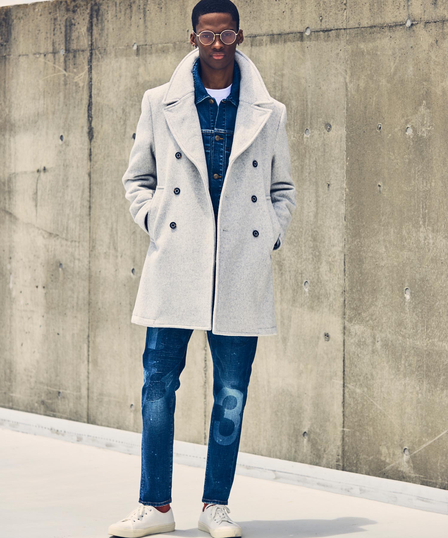 Uno Piu Uno Uguale Tre Relax Double-Breasted Wool Middle Coat