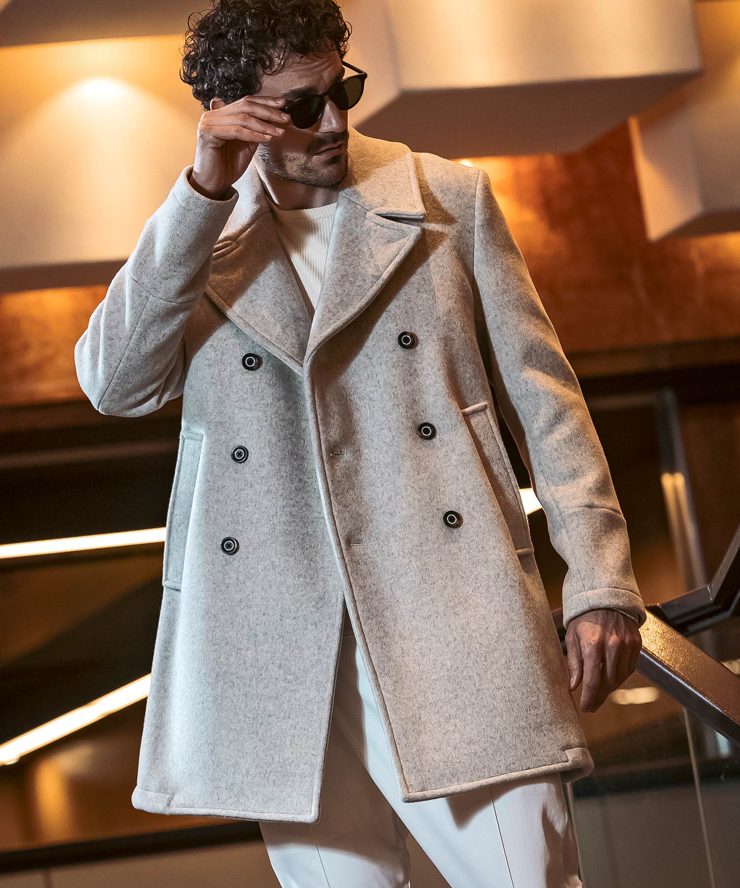 Uno Piu Uno Uguale Tre Relax Double-Breasted Wool Middle Coat