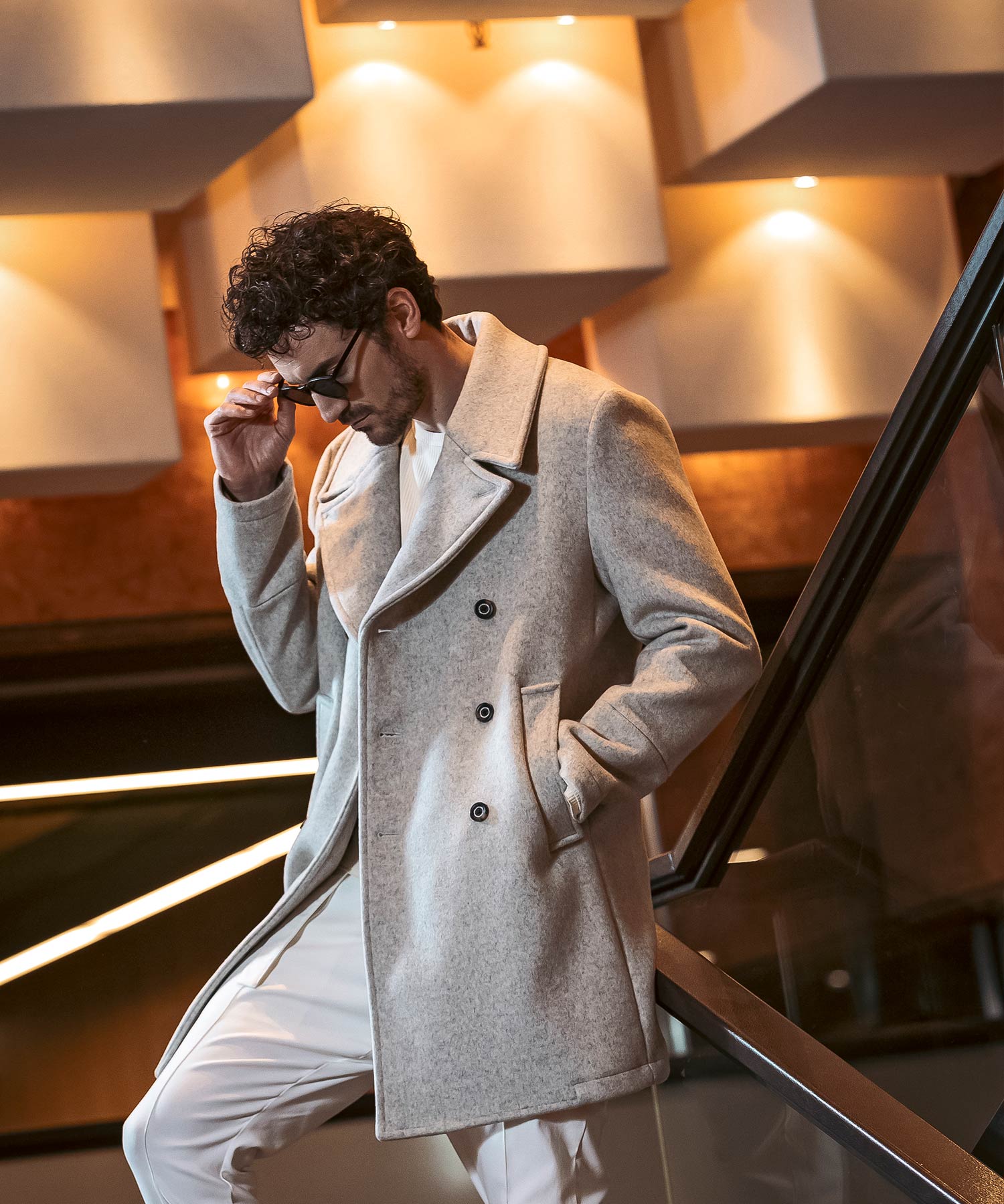 Uno Piu Uno Uguale Tre Relax Double-Breasted Wool Middle Coat