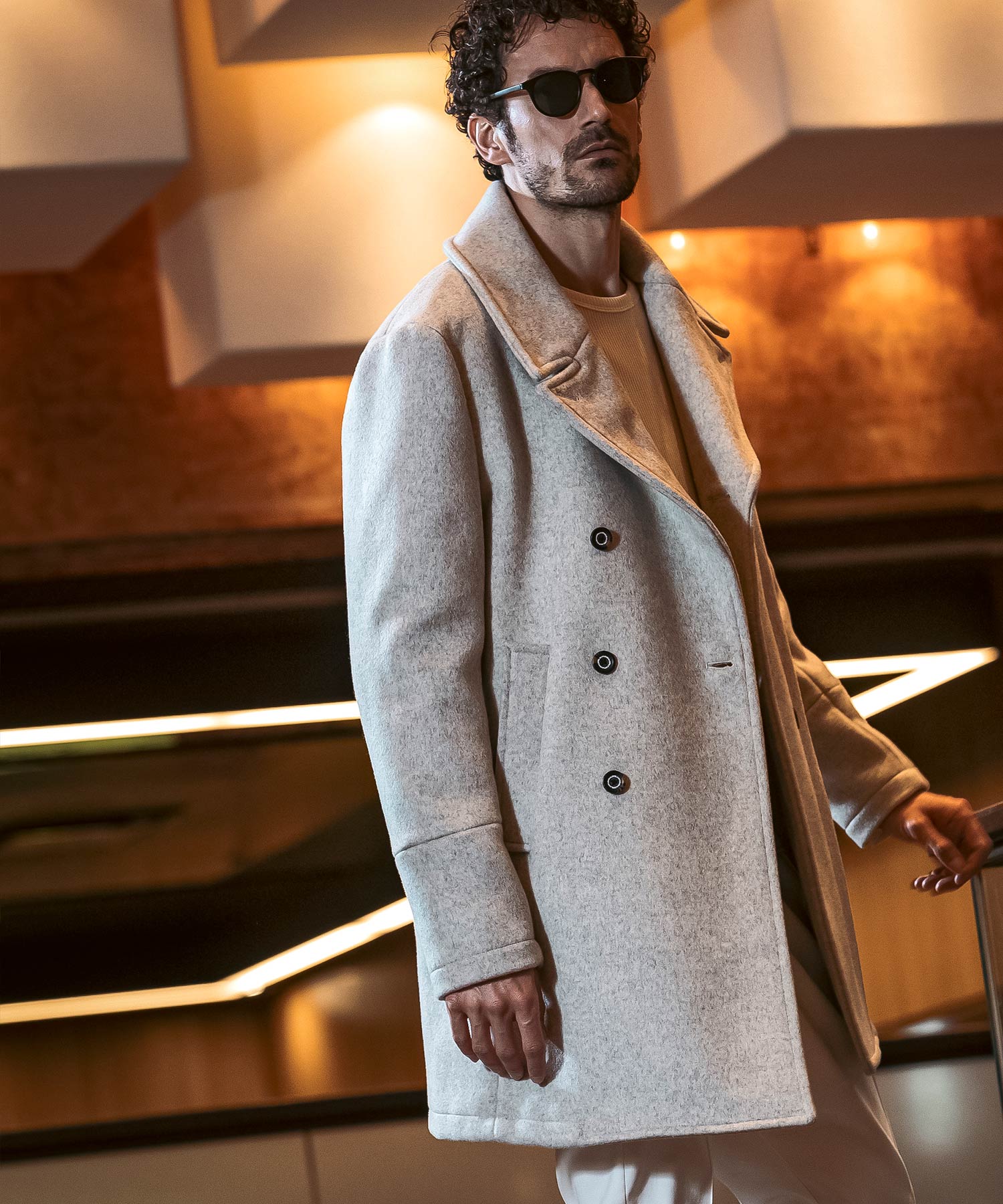 Uno Piu Uno Uguale Tre Relax Double-Breasted Wool Middle Coat