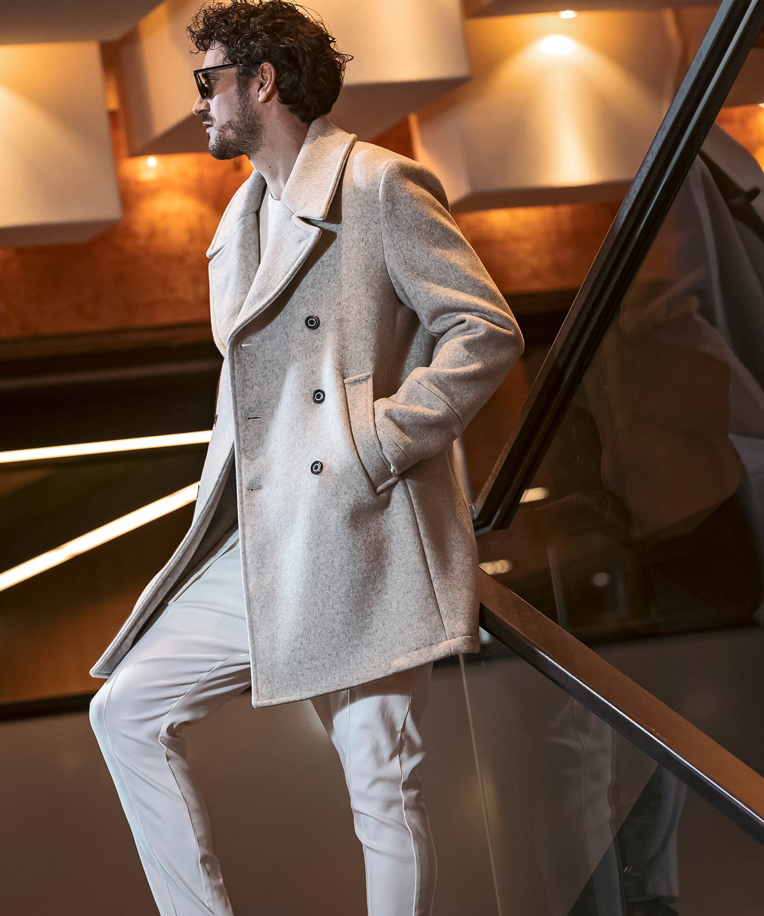 Uno Piu Uno Uguale Tre Relax Double-Breasted Wool Middle Coat