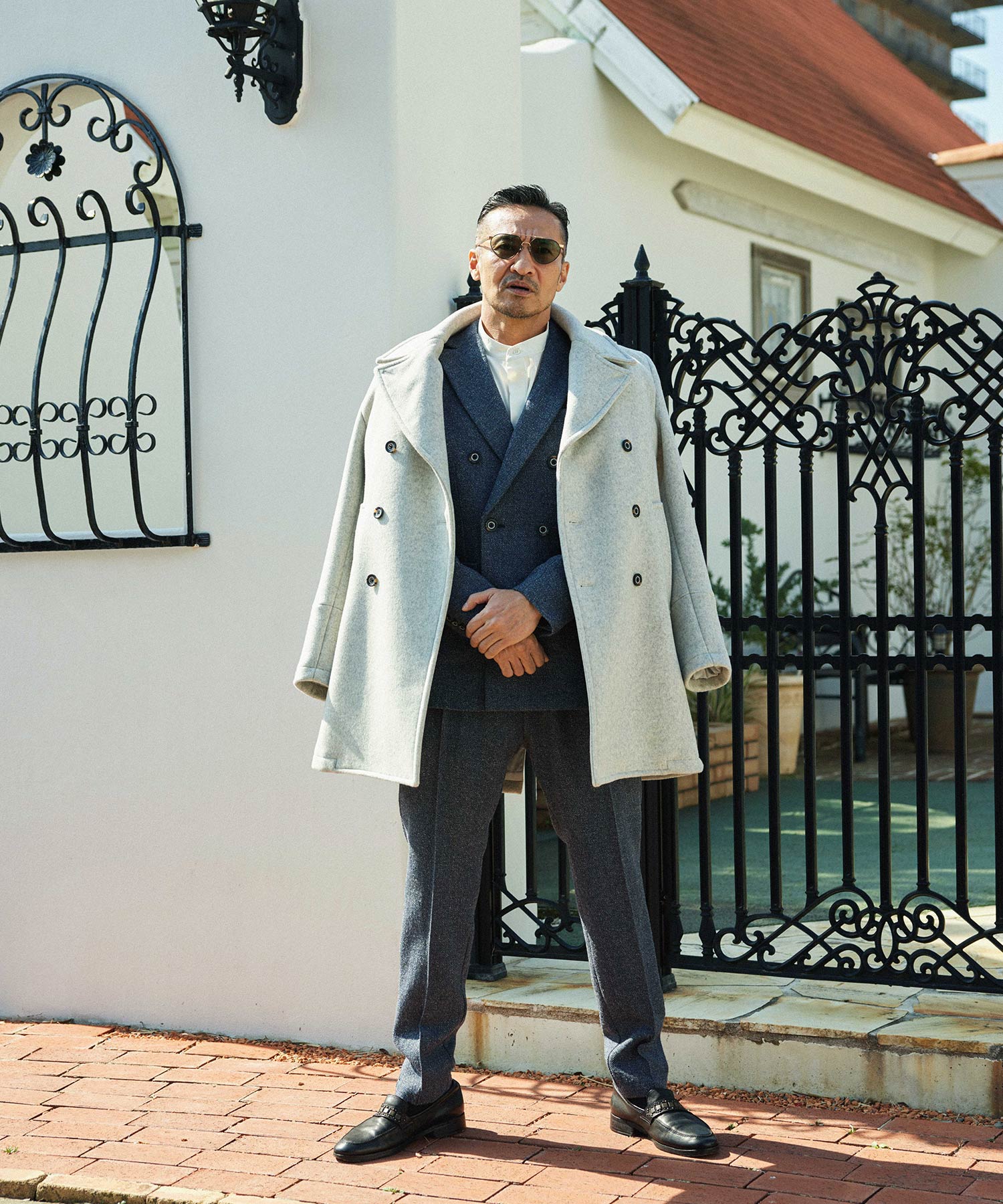 Uno Piu Uno Uguale Tre Relax Double-Breasted Wool Middle Coat