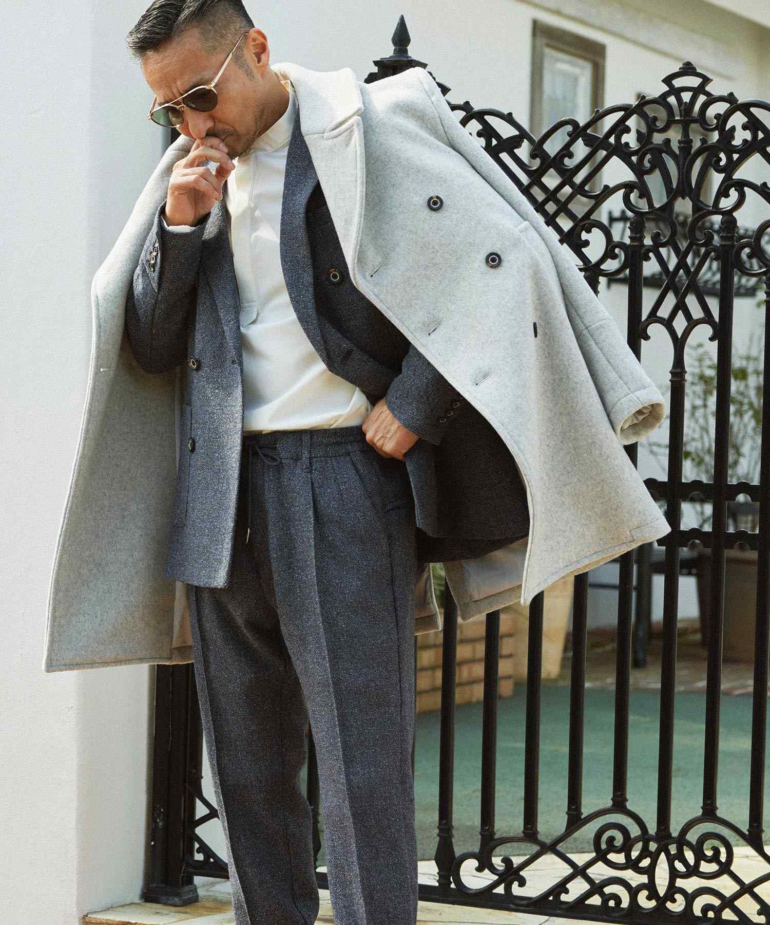 Uno Piu Uno Uguale Tre Relax Double-Breasted Wool Middle Coat