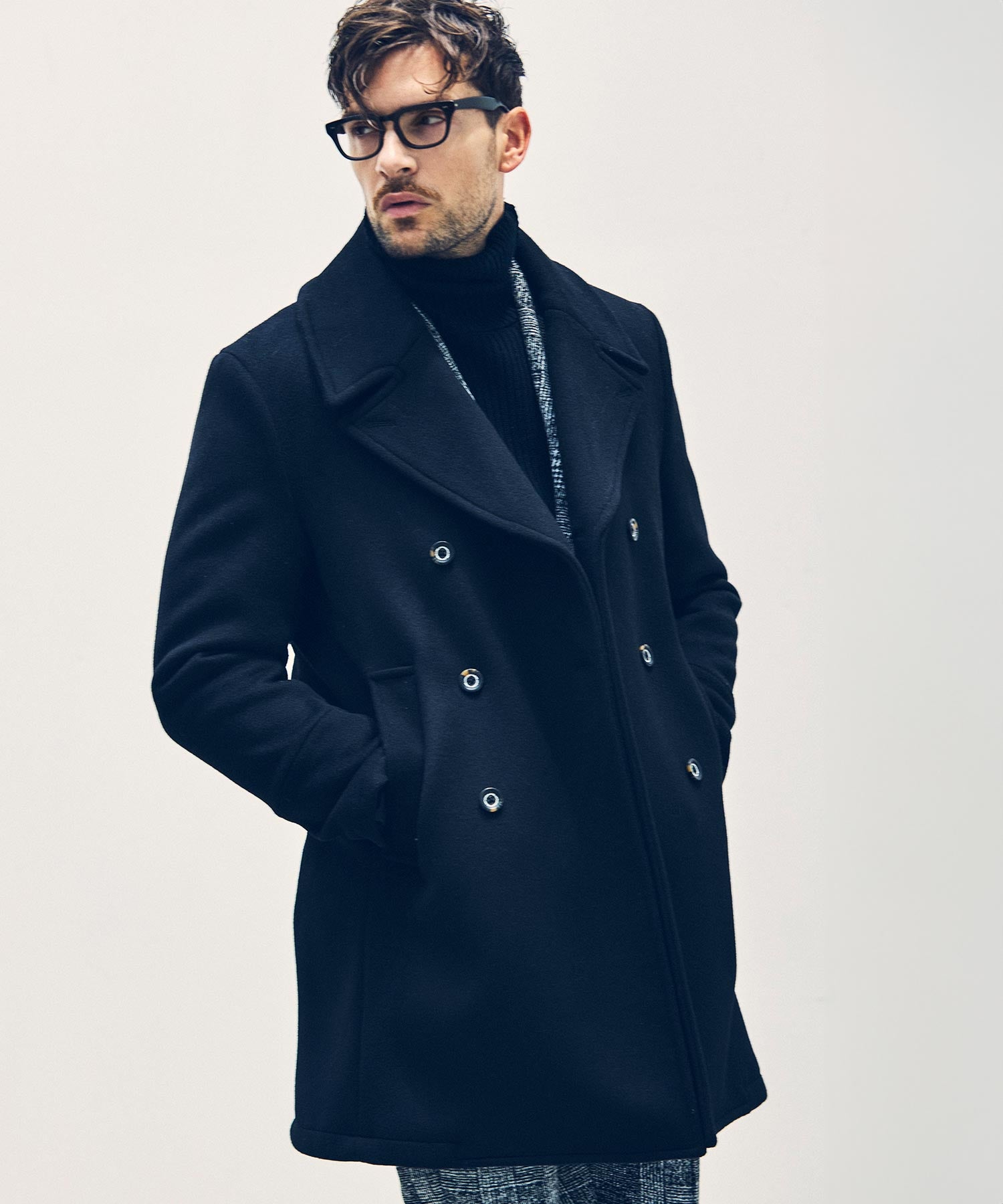 Uno Piu Uno Uguale Tre Relax Double-Breasted Wool Middle Coat