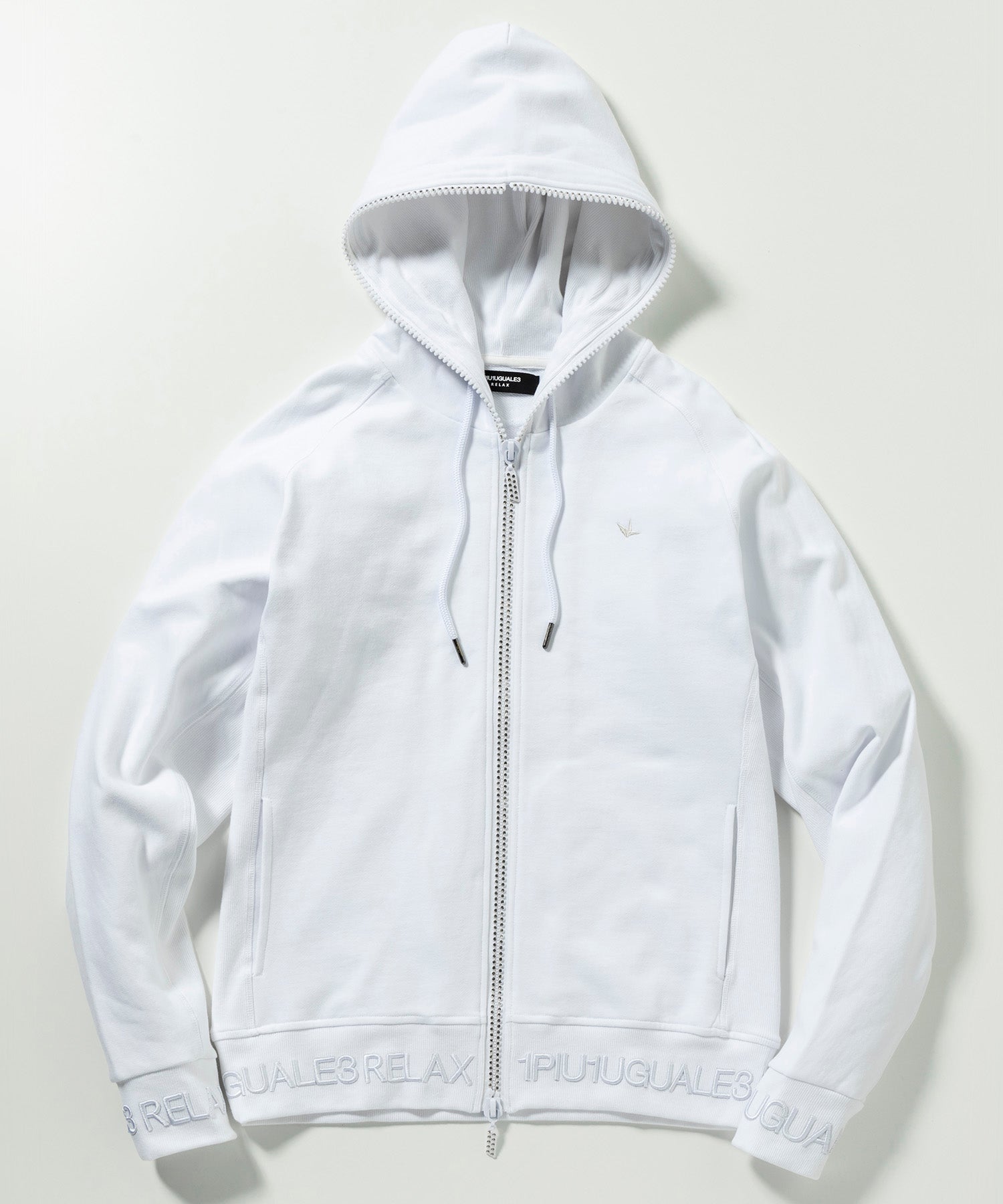 Uno Piu Uno Uguale Tre Relax 1PIU1UGUALE3 RELAX Rib Embroidered Rhinestone Zip Hoodie
