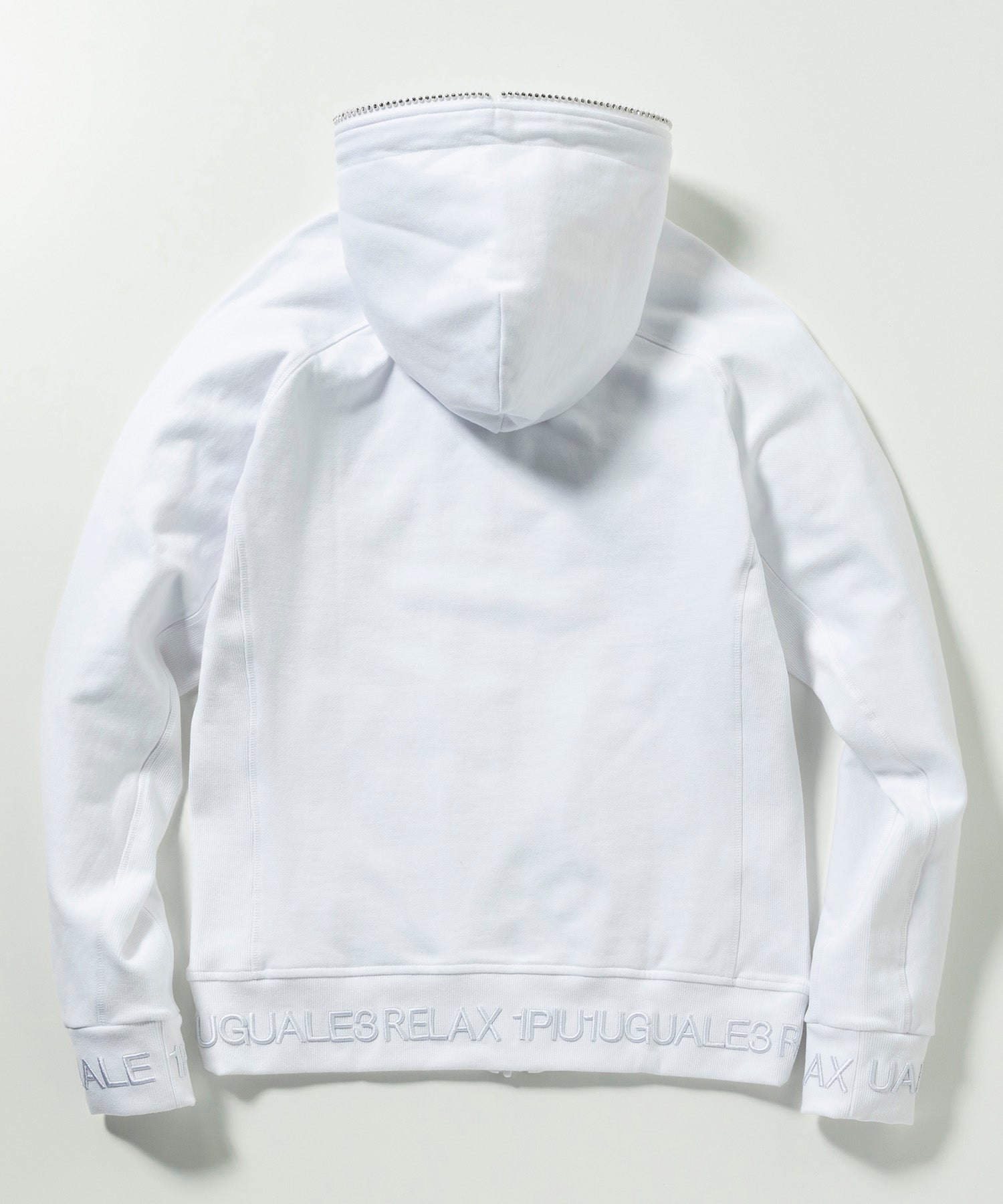 Uno Piu Uno Uguale Tre Relax 1PIU1UGUALE3 RELAX Rib Embroidered Rhinestone Zip Hoodie