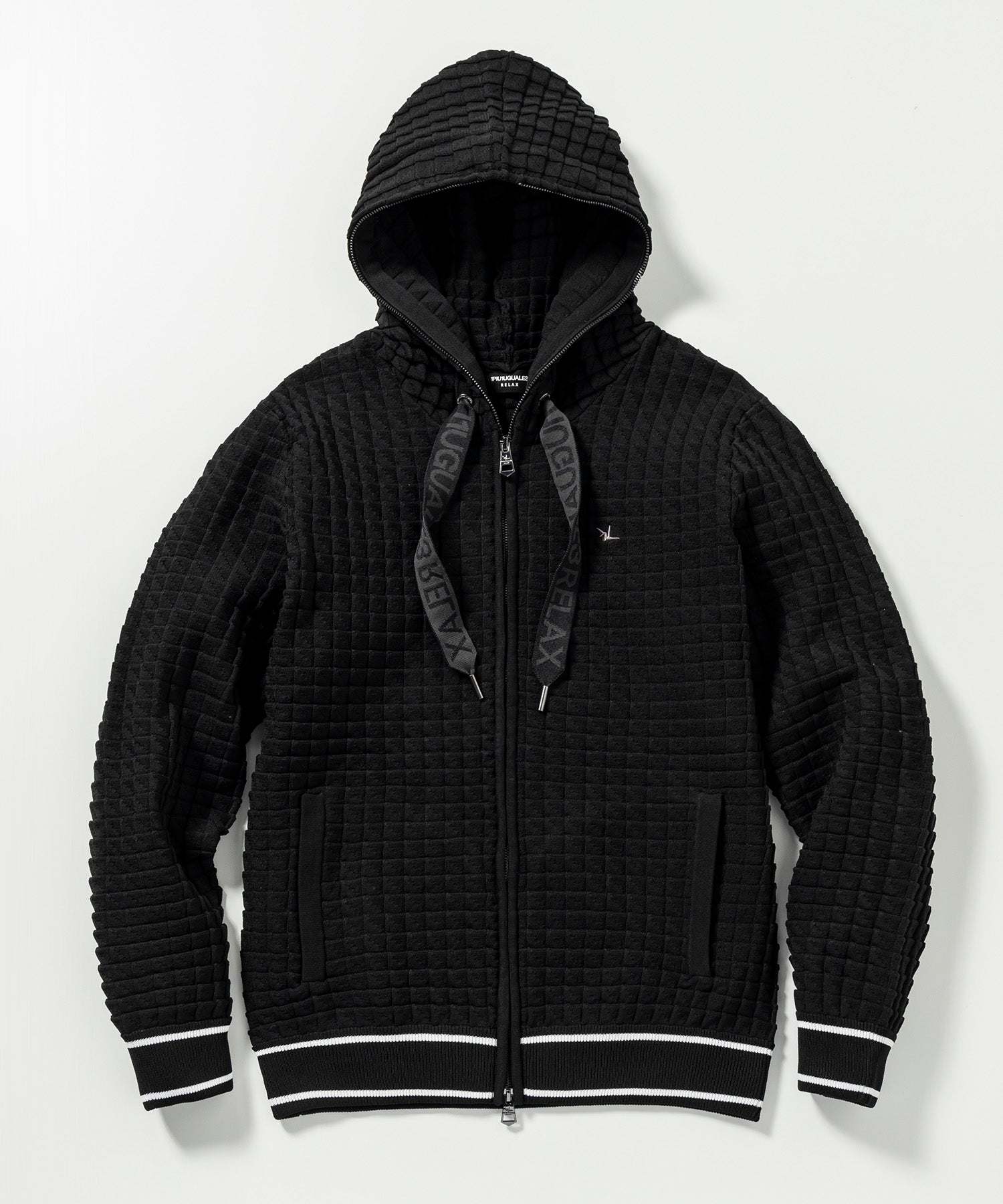 Uno Piu Uno Uguale Tre Relax Square Pattern Knit Hoodie