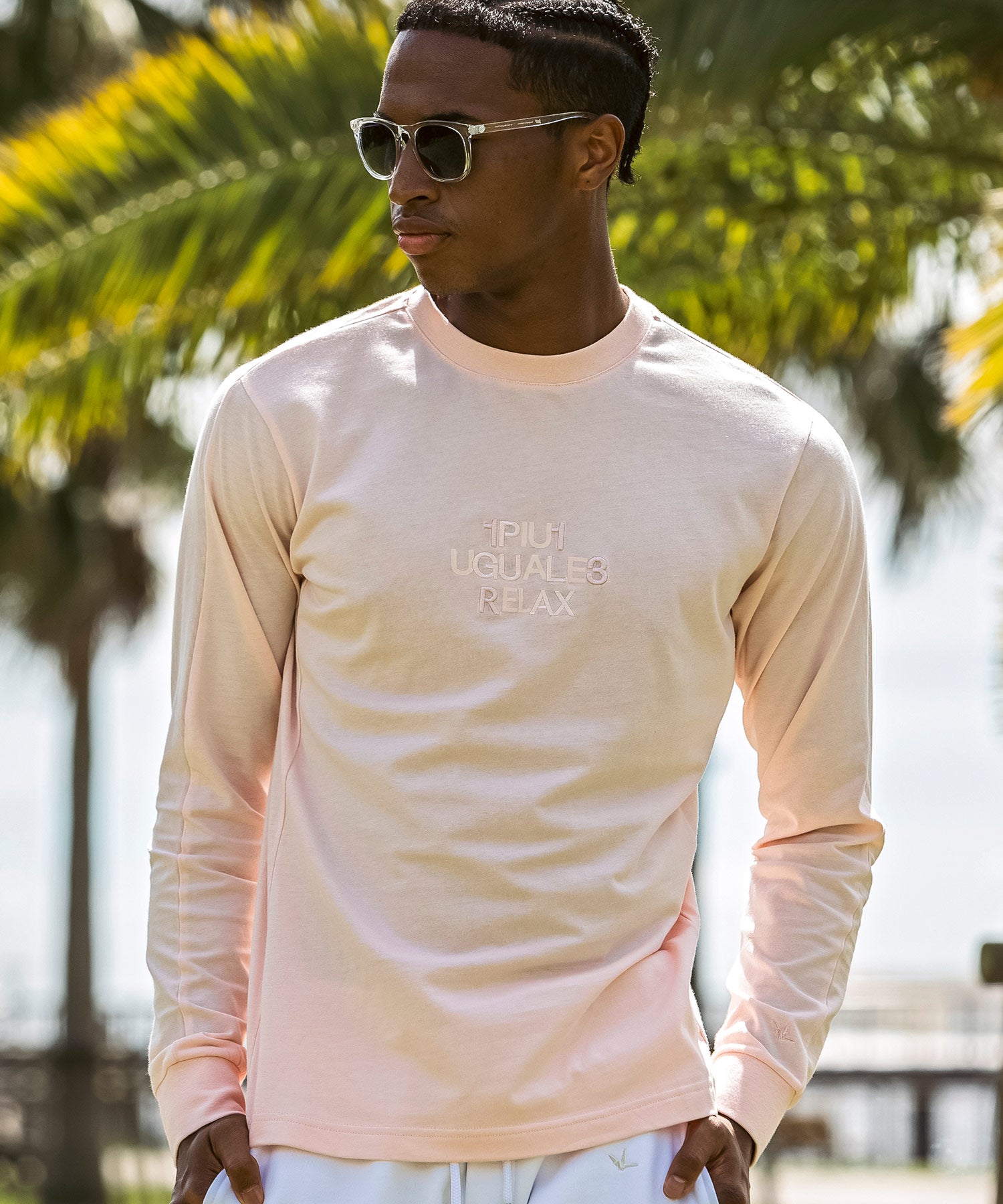 ウノ ピゥ ウノ ウグァーレ トレ リラックス 1PIU1UGUALE3 RELAX コンビネーションロゴロングTシャツ （ライトピンク） ライトピンク