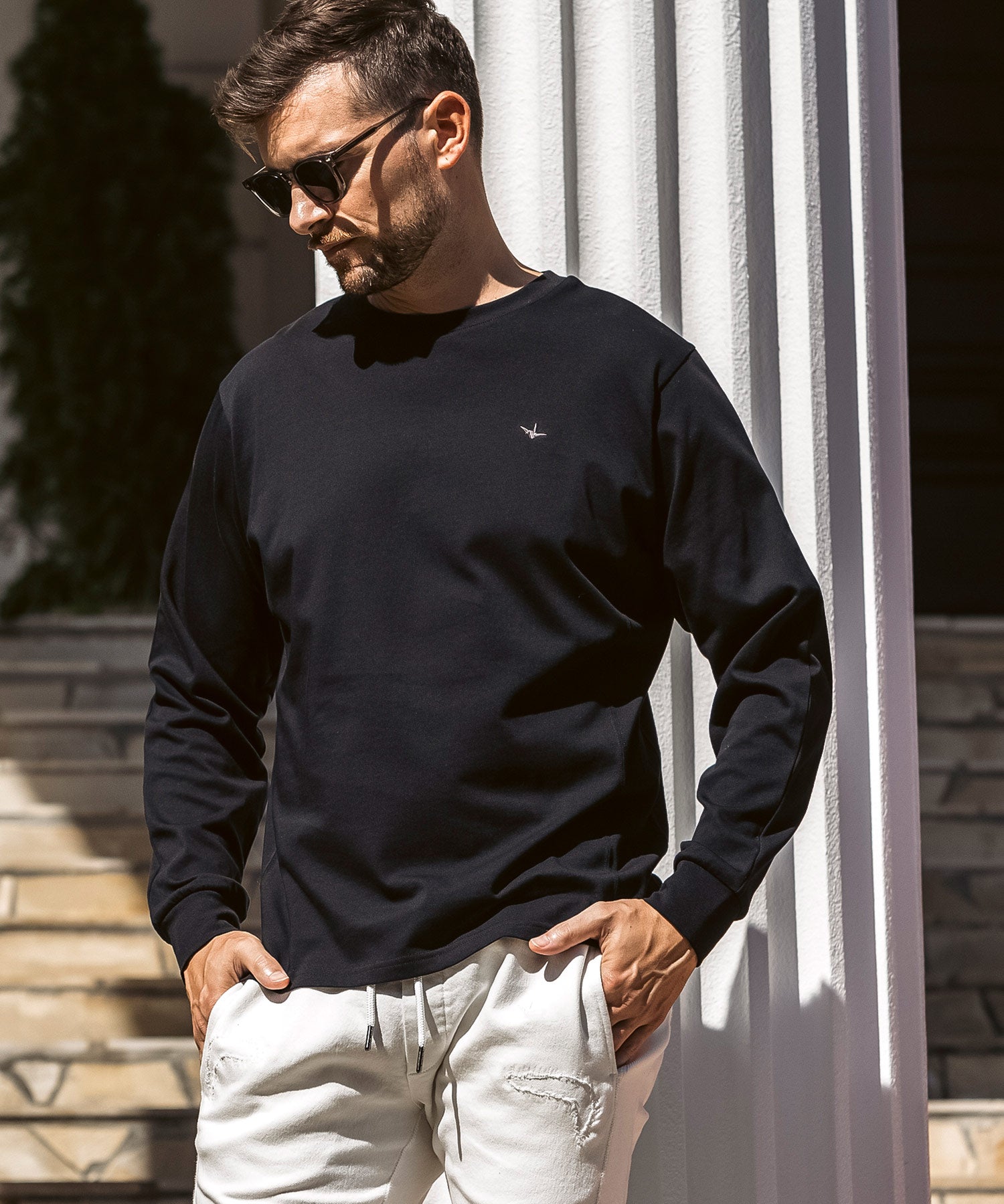 ウノ ピゥ ウノ ウグァーレ トレ リラックス 1PIU1UGUALE3 RELAX ラインストーン バックロゴ ロングTシャツ （black） black