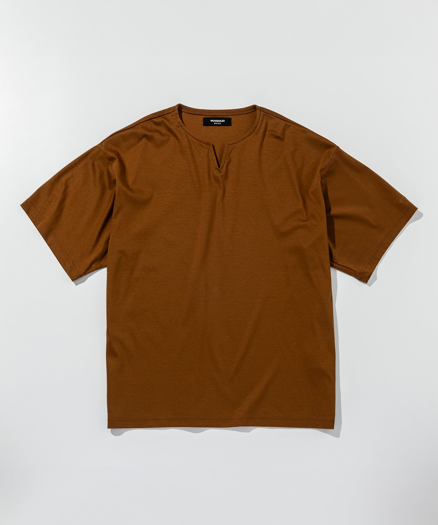 ウノ ピゥ ウノ ウグァーレ トレ リラックス 1PIU1UGUALE3 RELAX ダブルシルケット キーネックワイドTシャツ （ブラウン） ブラウン