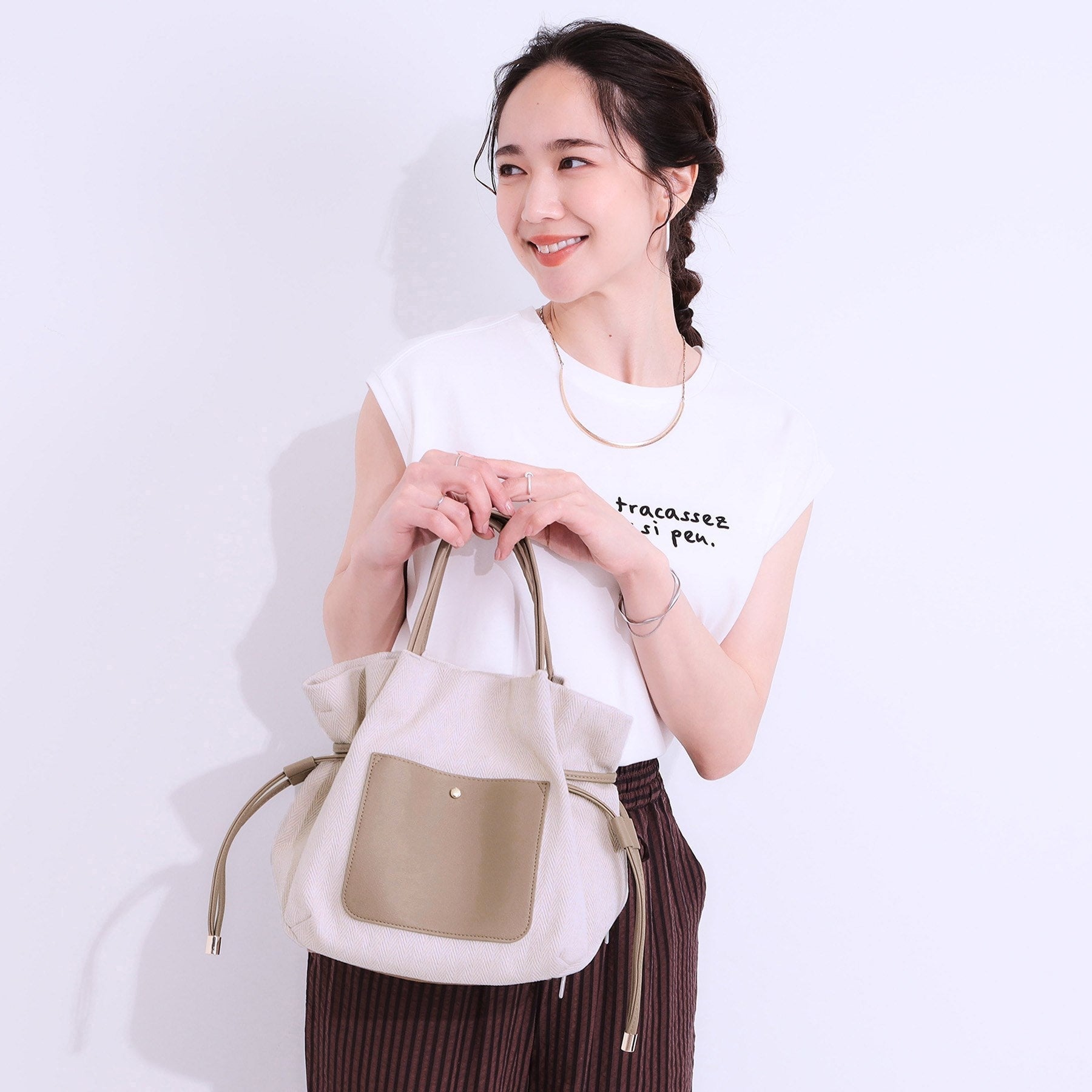 シューラルー SHOO・LA・RUE 【2WAY】素材コンビトートバッグ （イエロー(332)） イエロー(332)