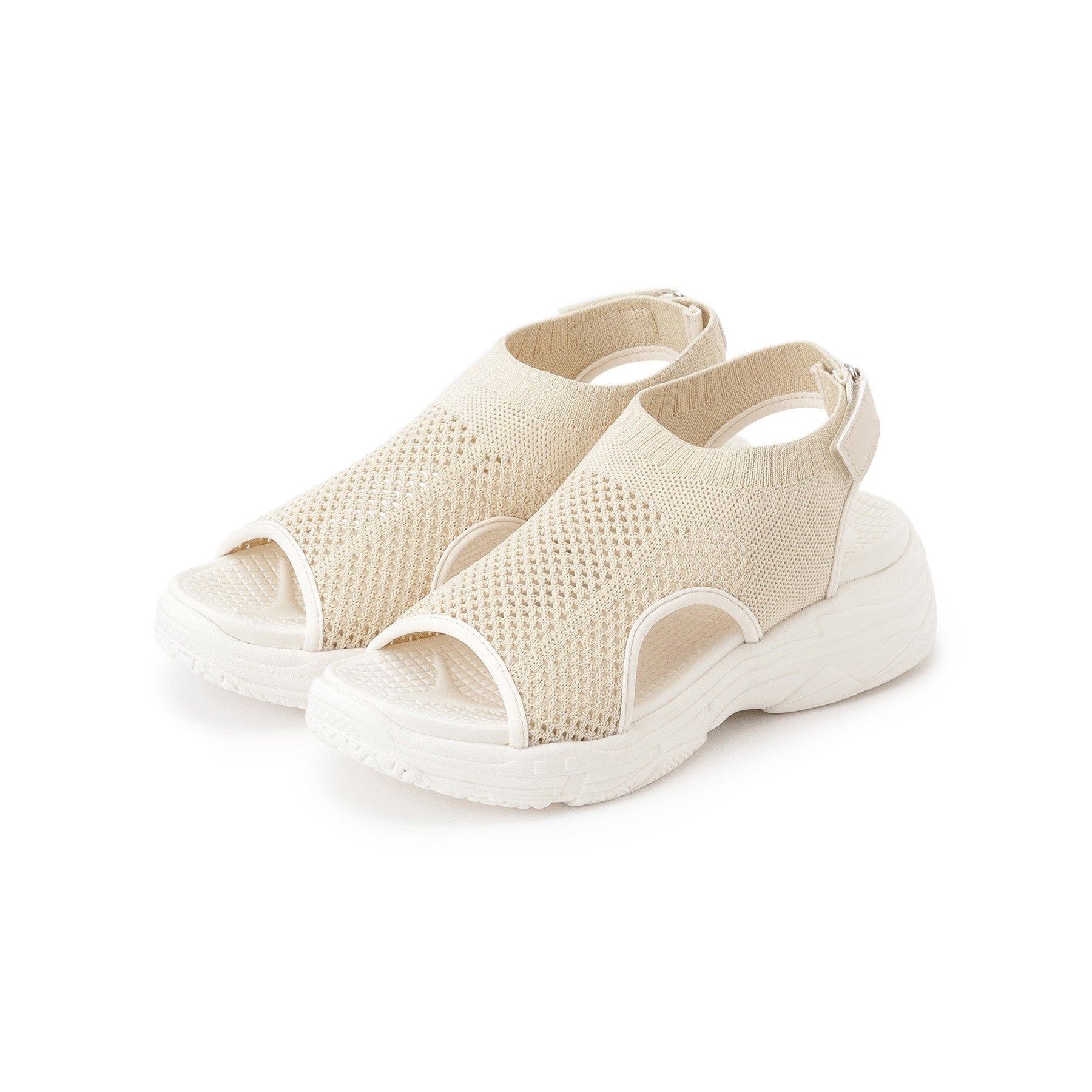 シューラルー SHOO・LA・RUE ニットスニーカーサンダル （ライトベージュ(051)） ライトベージュ(051)