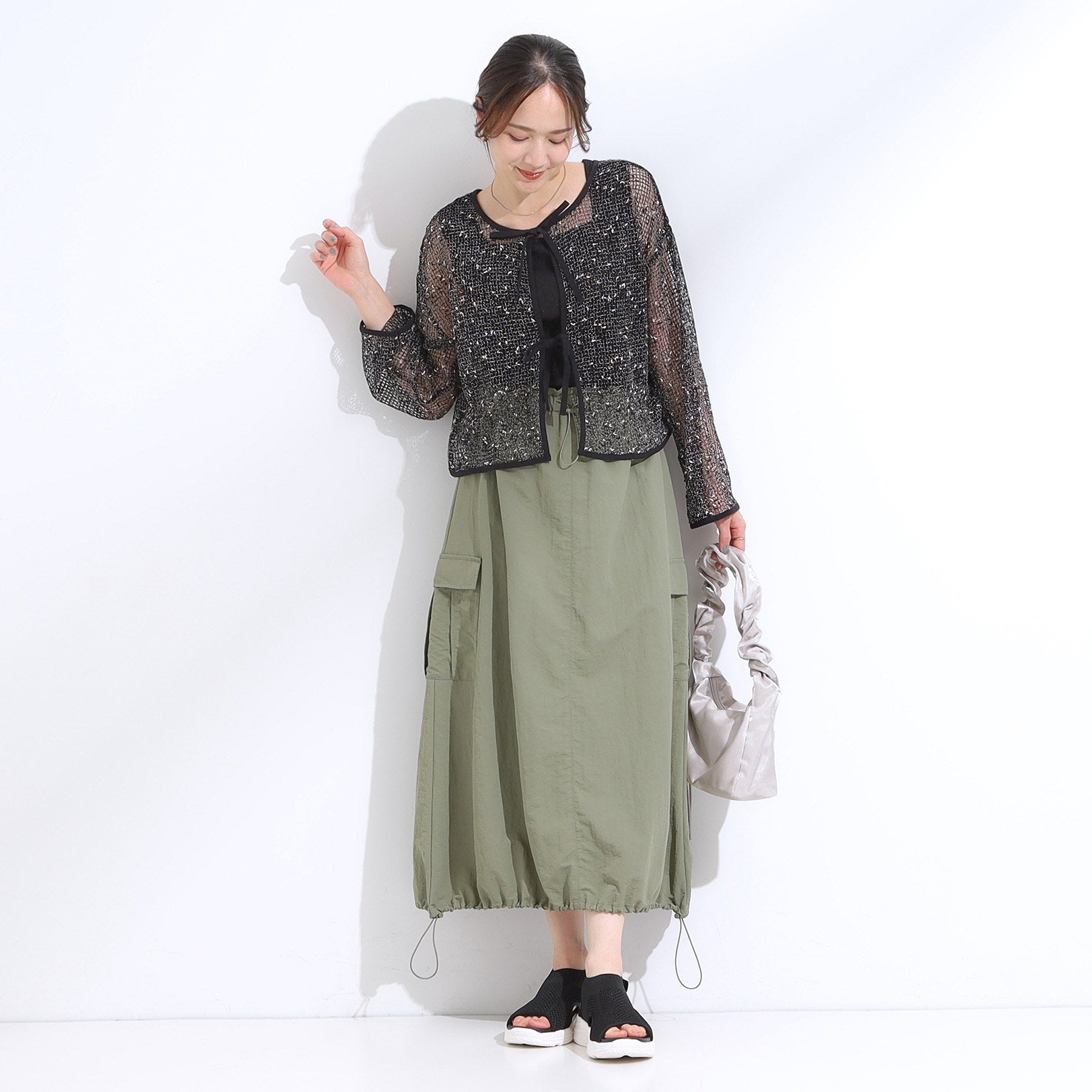 シューラルー SHOO・LA・RUE ニットスニーカーサンダル （ライトベージュ(051)） ライトベージュ(051)