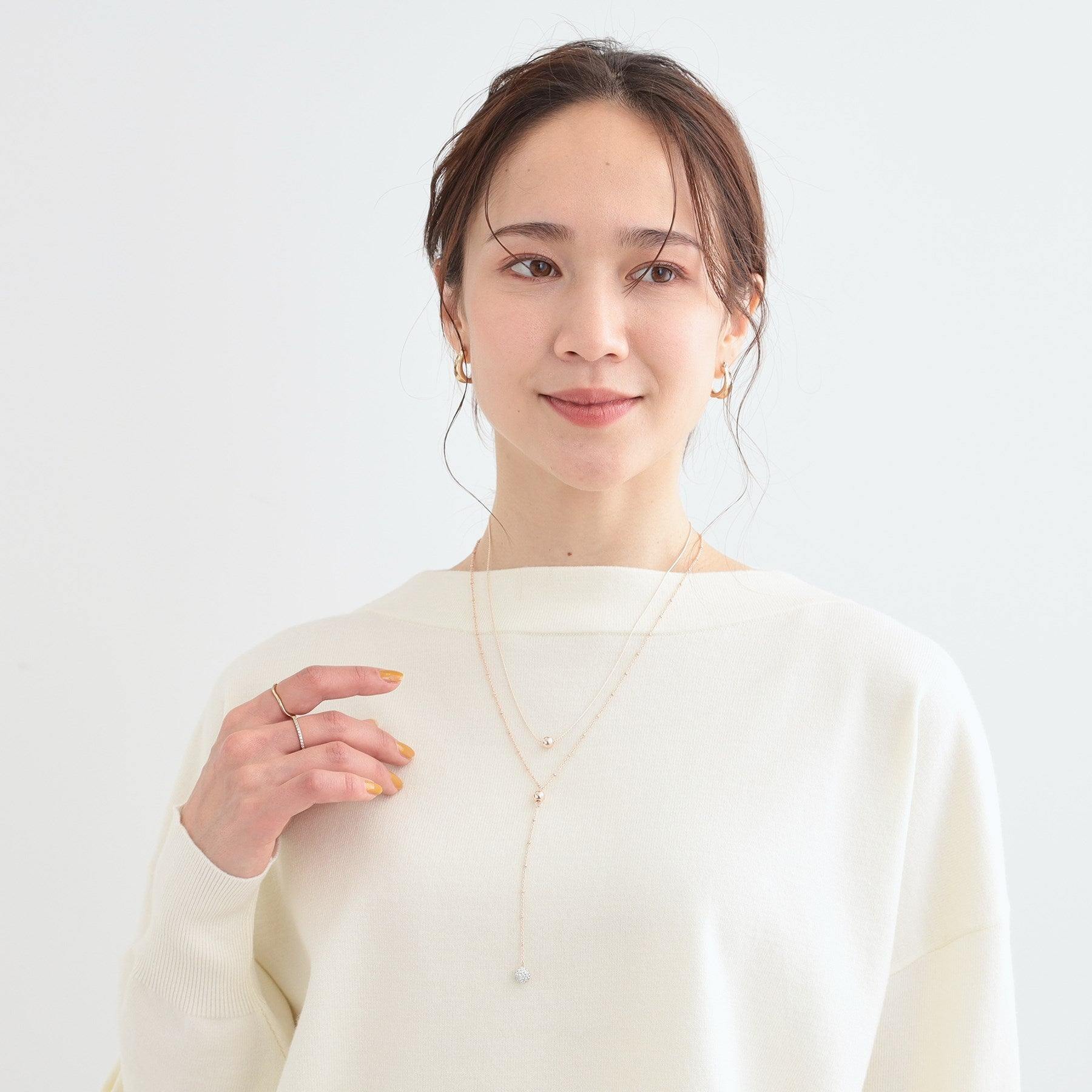 シューラルー SHOO・LA・RUE 2連ポイントパヴェY字ネックレス