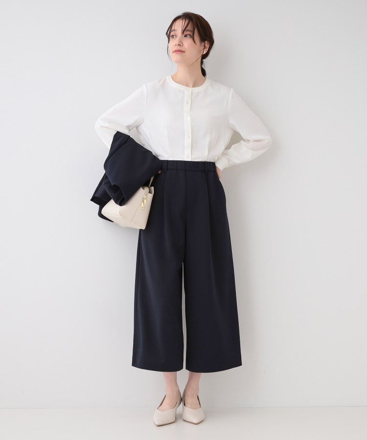 シューラルー SHOO・LA・RUE 【洗濯機で洗える】【伸縮性が心地いい】【イージーケア】【裏サラサラ】カットジョーゼットワイドパンツ （グレージュ(050)） グレージュ(050)