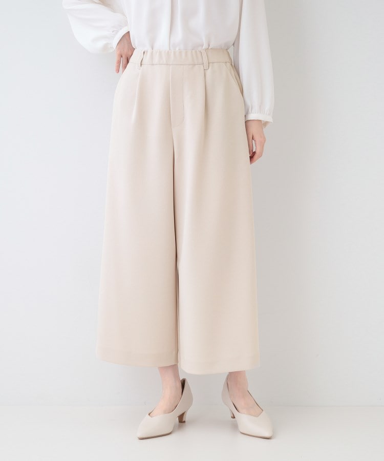 シューラルー SHOO・LA・RUE 【洗濯機で洗える】【伸縮性が心地いい】【イージーケア】【裏サラサラ】カットジョーゼットワイドパンツ （グレージュ(050)） グレージュ(050)