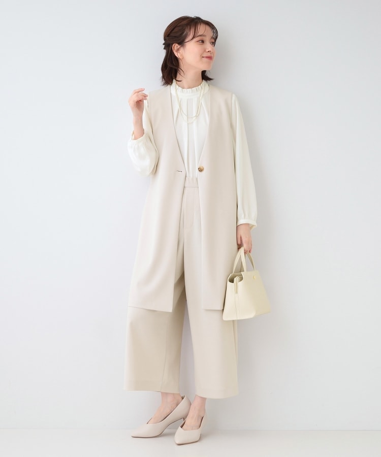 シューラルー SHOO・LA・RUE 【洗濯機で洗える】【伸縮性が心地いい】【イージーケア】【裏サラサラ】カットジョーゼットワイドパンツ （グレージュ(050)） グレージュ(050)
