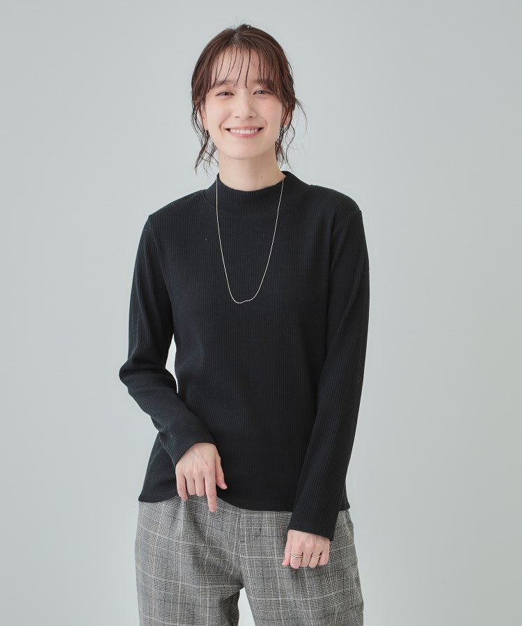 シューラルー SHOO・LA・RUE 【SーLL】テレコリブハイネックトップス （ブラック(019)） ブラック(019)
